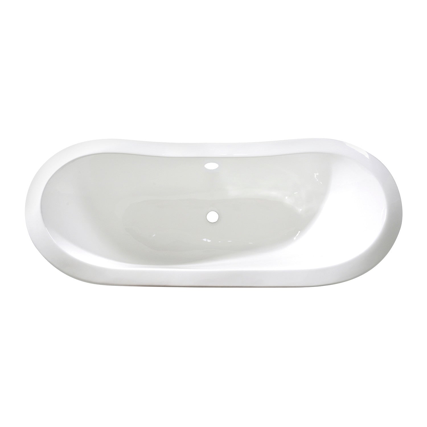 72 Inch Cast Iron Oval Double Slipper Clawfoot Bathtub - Black/White/Polished Chrome Finish, No Faucet Drillings | Vintage Freestanding Soaking Tub for Luxury Bathroom & Spa Retreat