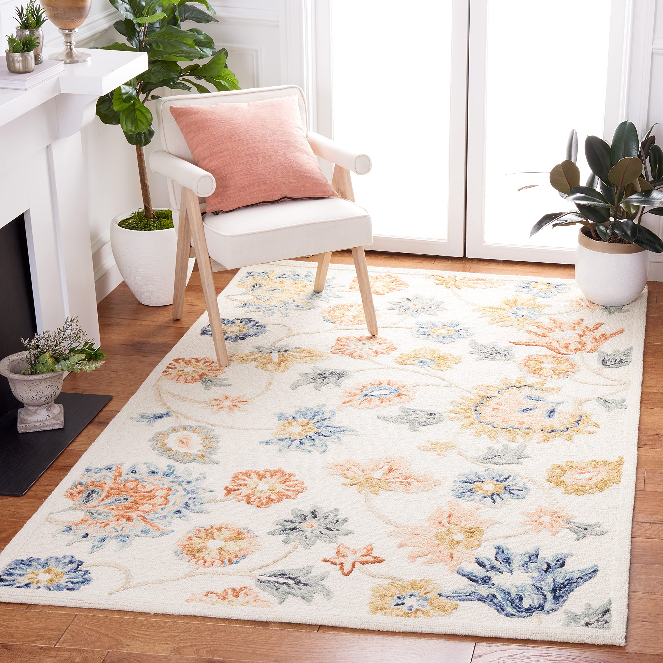 SAFAVIEH Metro Collection 5' x 8' Ivory Grey MET112A Handmade Premium Wool Area Rug for Living Room, Dining Room & Bedroom | Soft & Durable Floor Covering for Home Decor
