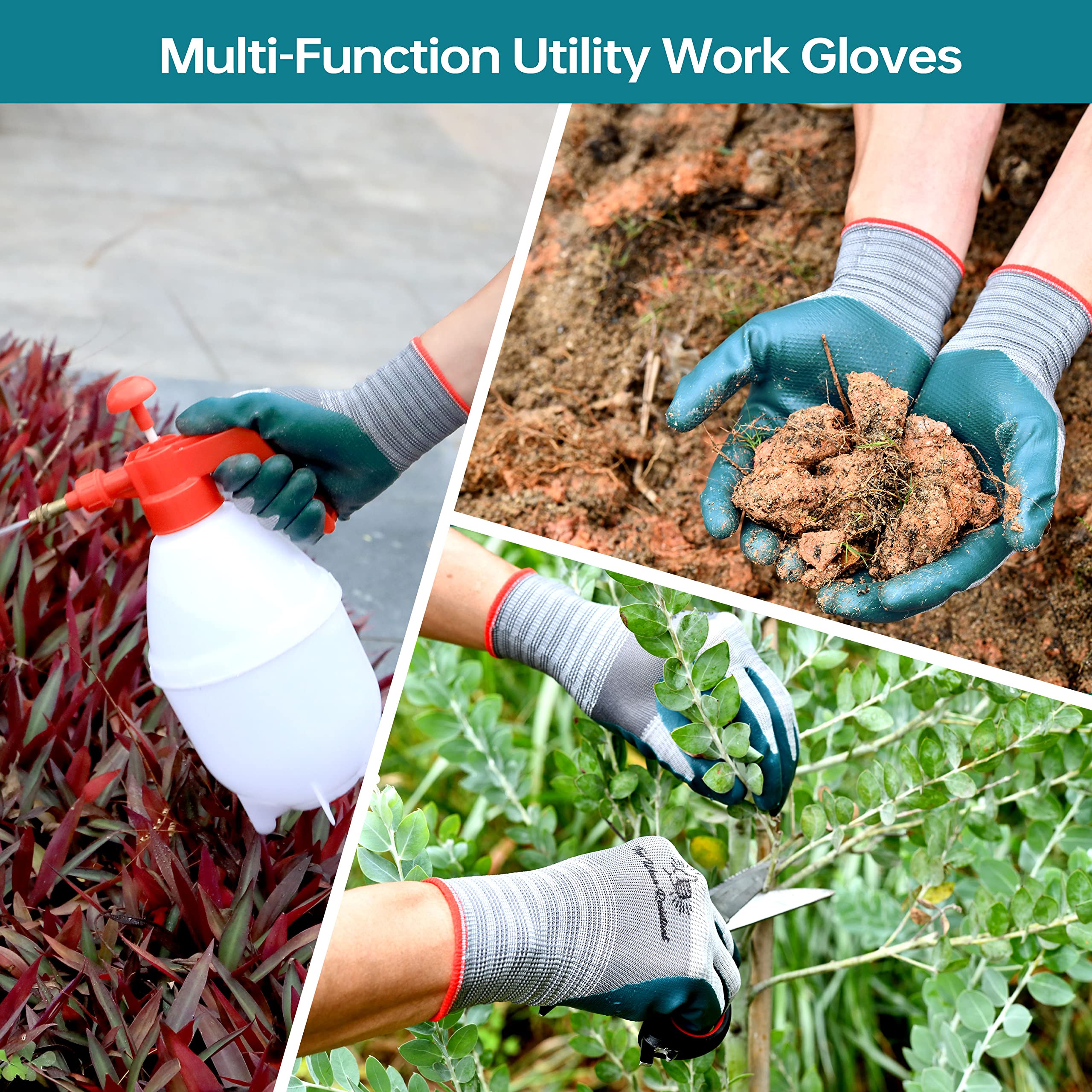 Breathable Rubber Gardening Gloves for Men & Women - 6 Pairs Set - Durable, Comfortable & Flexible for Planting, Weeding & Outdoor Work