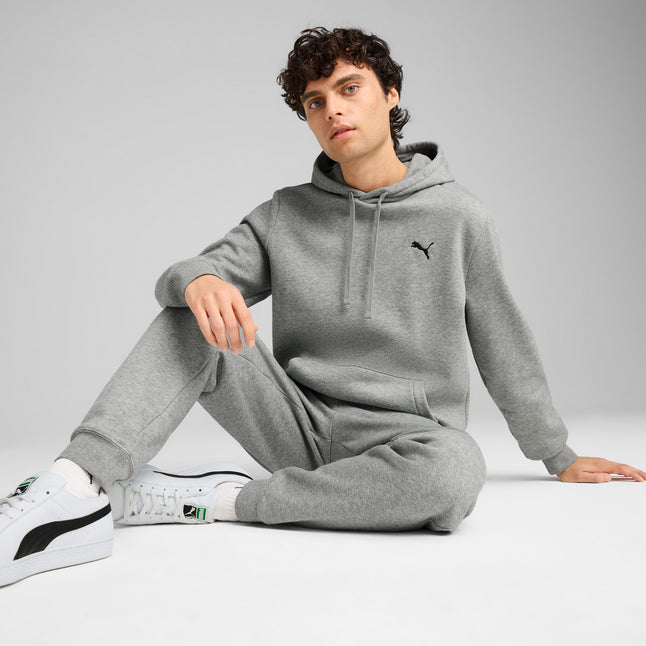 PUMA Men's Essentials Small Logo Grey Hoodie - Soft Cotton Pullover Sweatshirt for Casual Wear & Gym