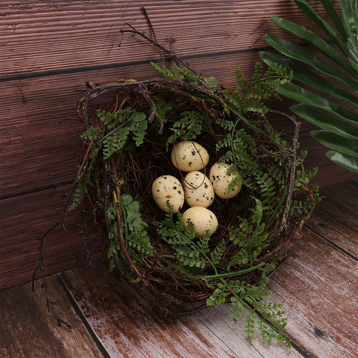 YARNOW Artificial Bird Nest Decor - 20cm Moss Vine Twig with Fake Eggs for Wedding, Baby Shower & Party Favors | Home Decoration, Centerpiece, Spring Display