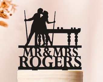 Personalized Billiards Wedding Cake Topper - Custom Pool Table Silhouette Cake Decor for Billiards Themed Weddings, Anniversaries & Birthday Parties - Perfect for Pool Lovers & Game Room Decor