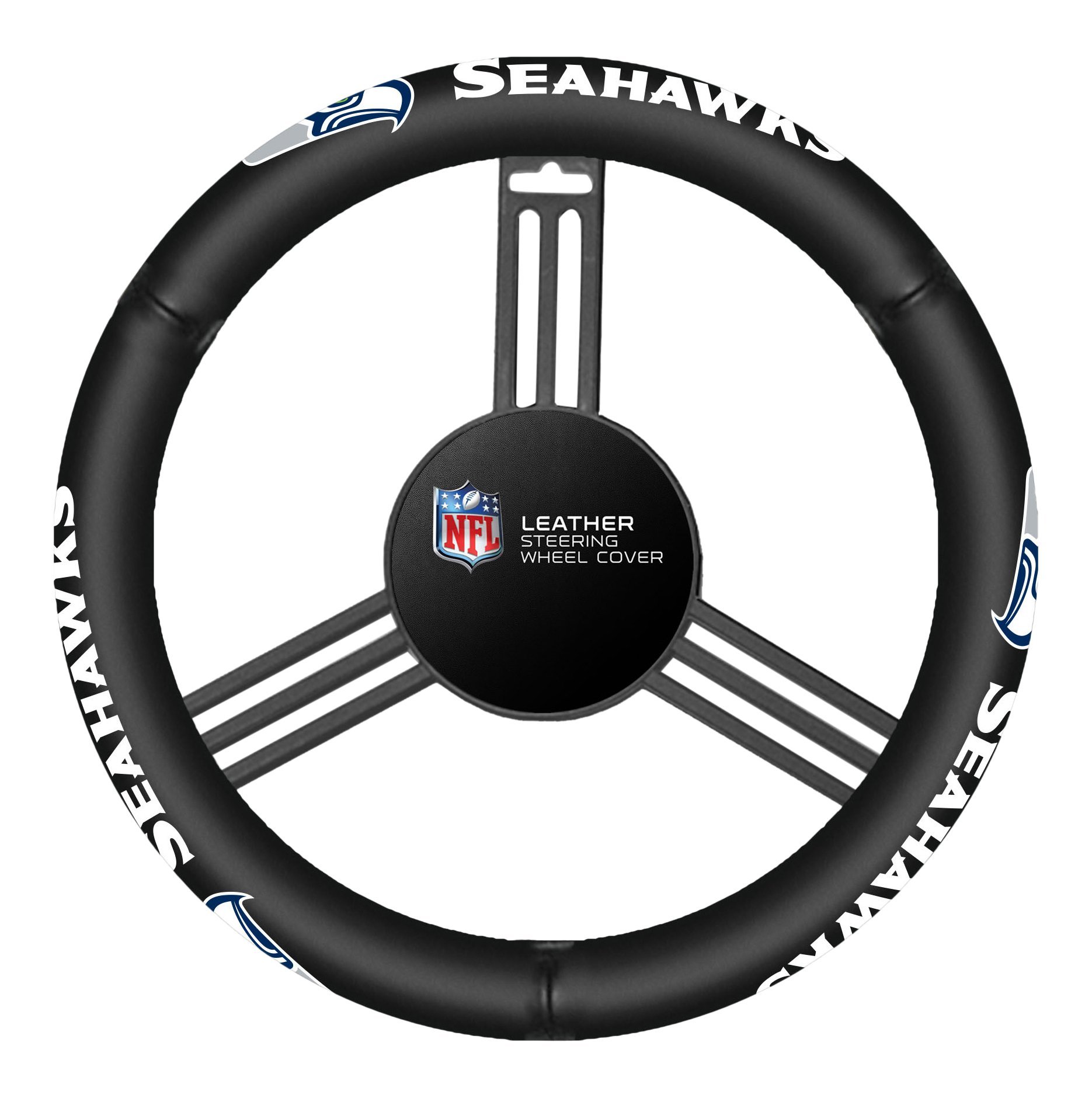 NFL Genuine Leather Steering Wheel Cover - Non-Slip Grip, Universal Fit for Cars & Trucks - Perfect for Football Fans & Game Day Commutes