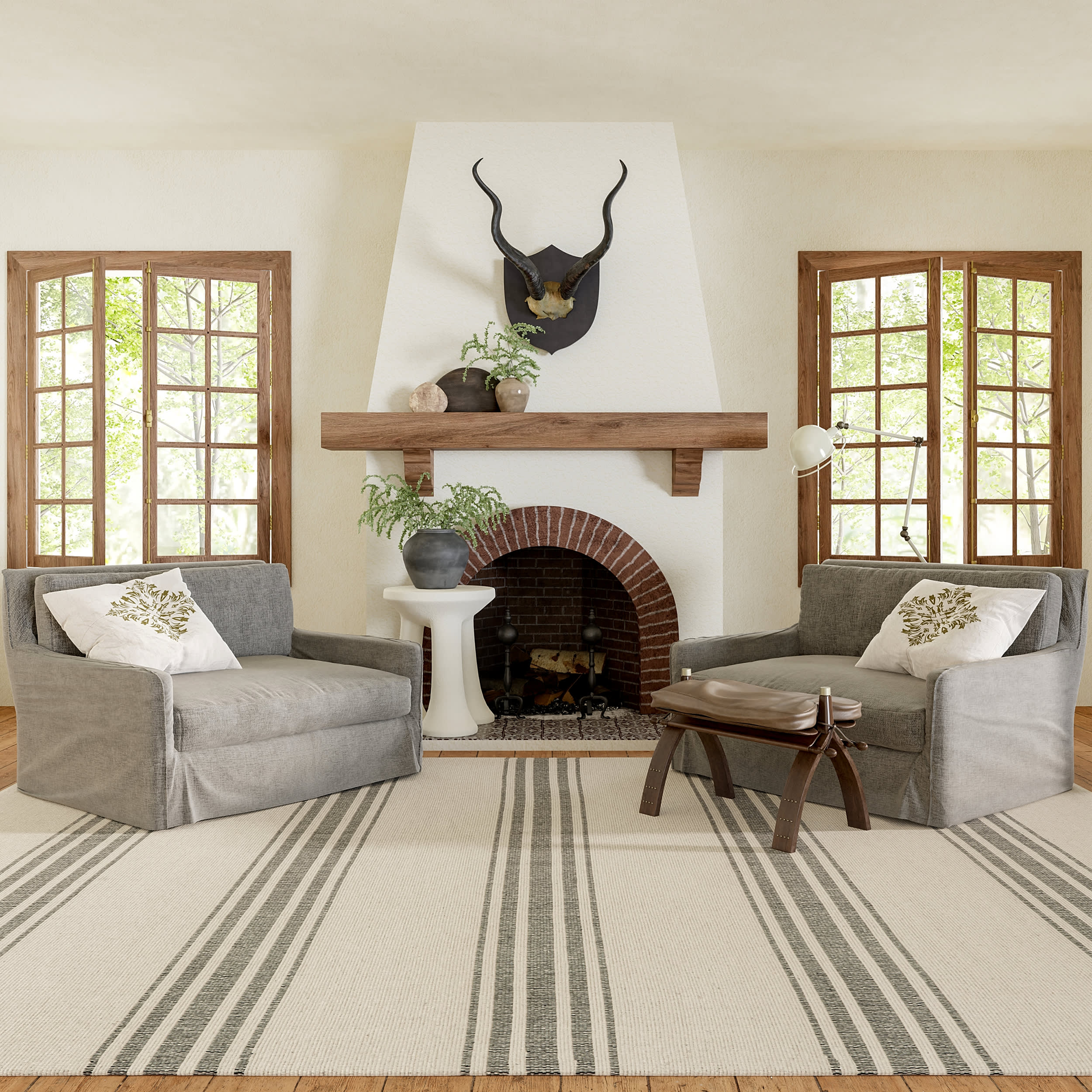 Bergamot Striped Cotton Rug - Soft & Durable Beige Area Rug for Living Room, Bedroom, or Nursery | Perfect for Home Decor & Cozy Spaces