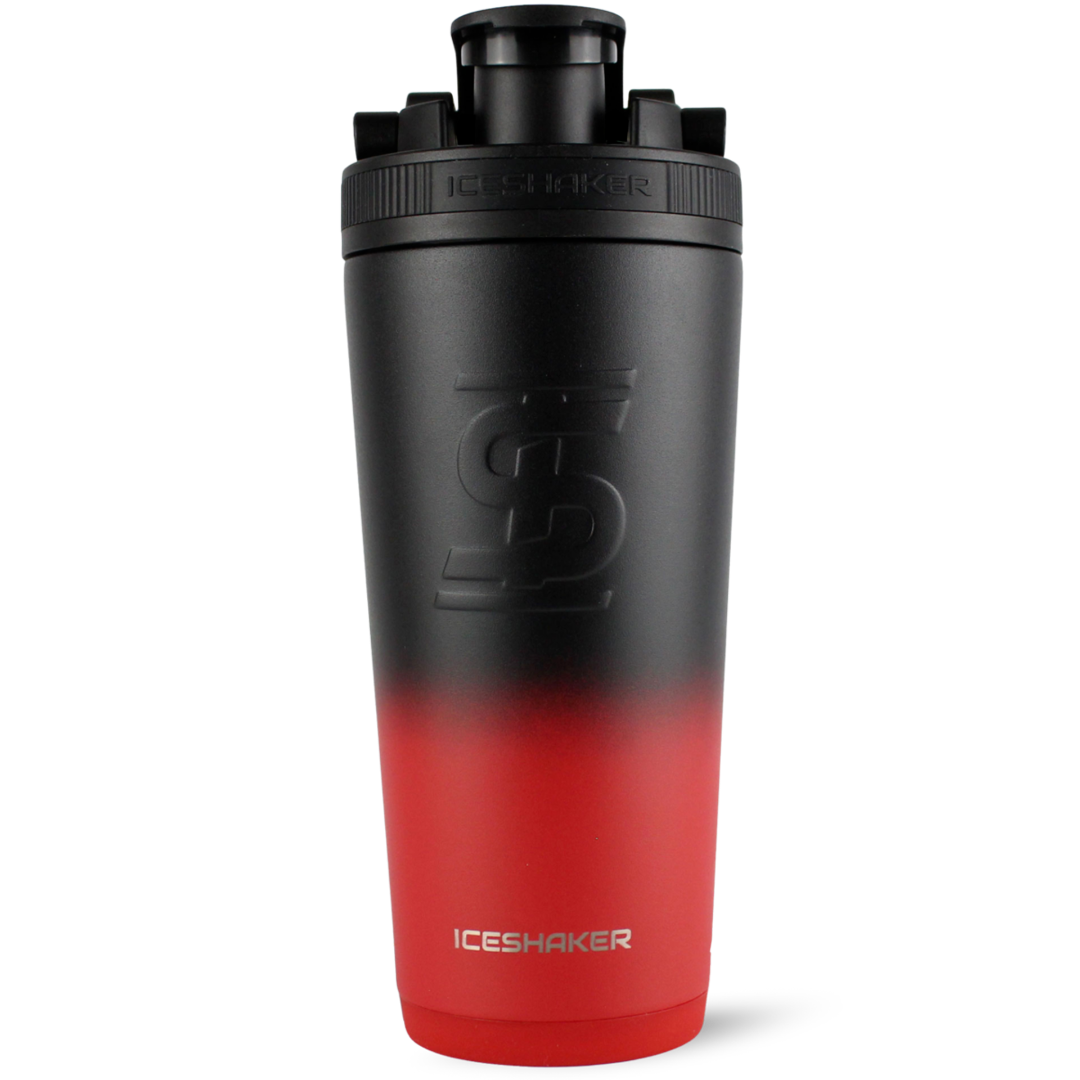 Custom Personalized Mother's Day 26oz Stainless Steel Ice Shaker Cup - Red Black Ombre Gradient | Gym Workout, Protein Shakes, Iced Coffee & Smoothies