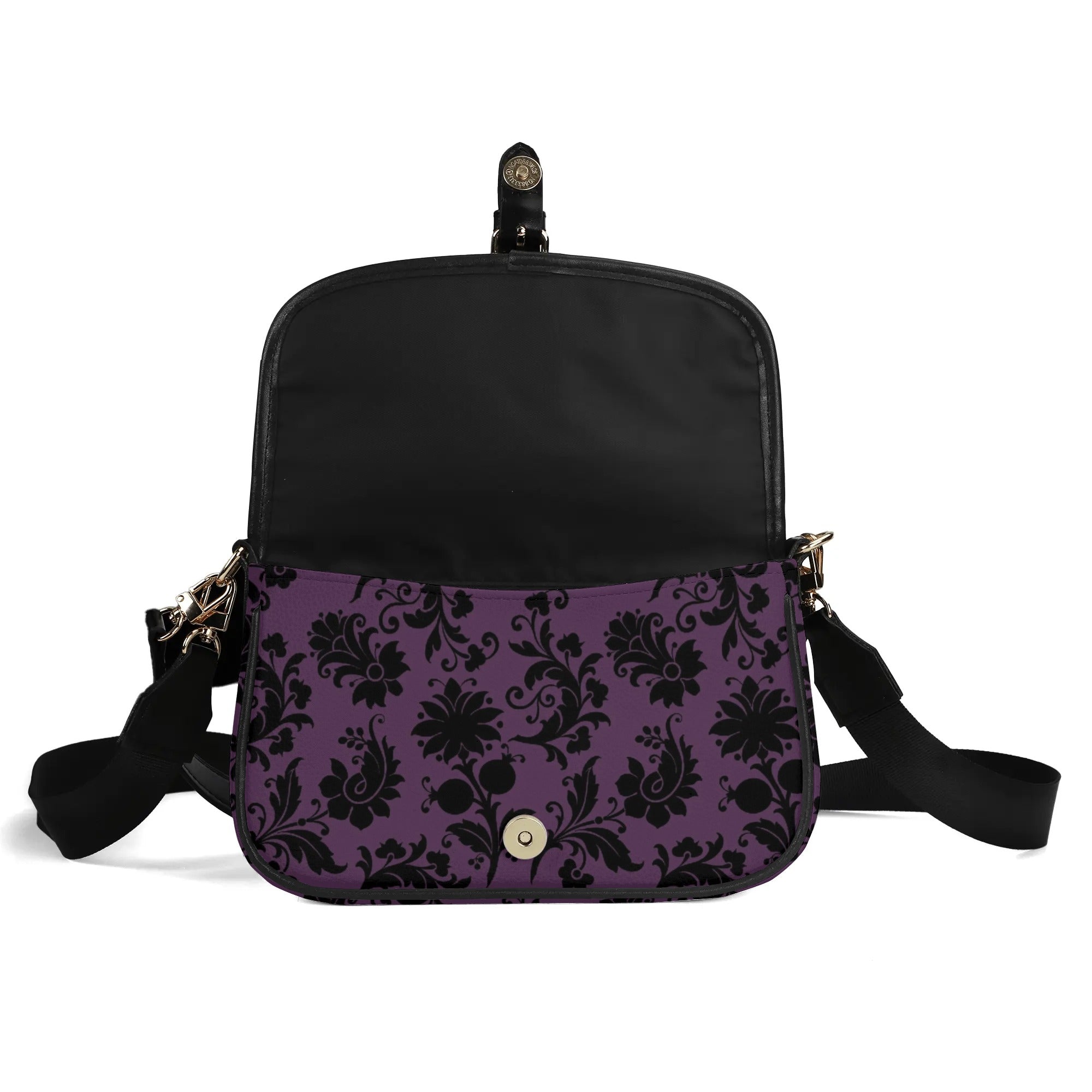 Gothic Floral Embossed Purple Leather Crossbody Shoulder Bag for Women - Perfect for Parties, Dating, and Everyday Use