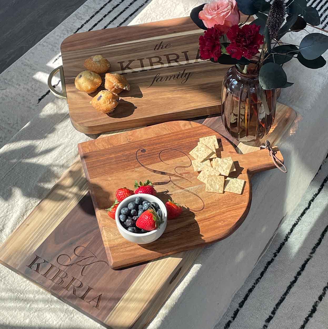 Personalized Acacia Bevel Board with Handle - 15