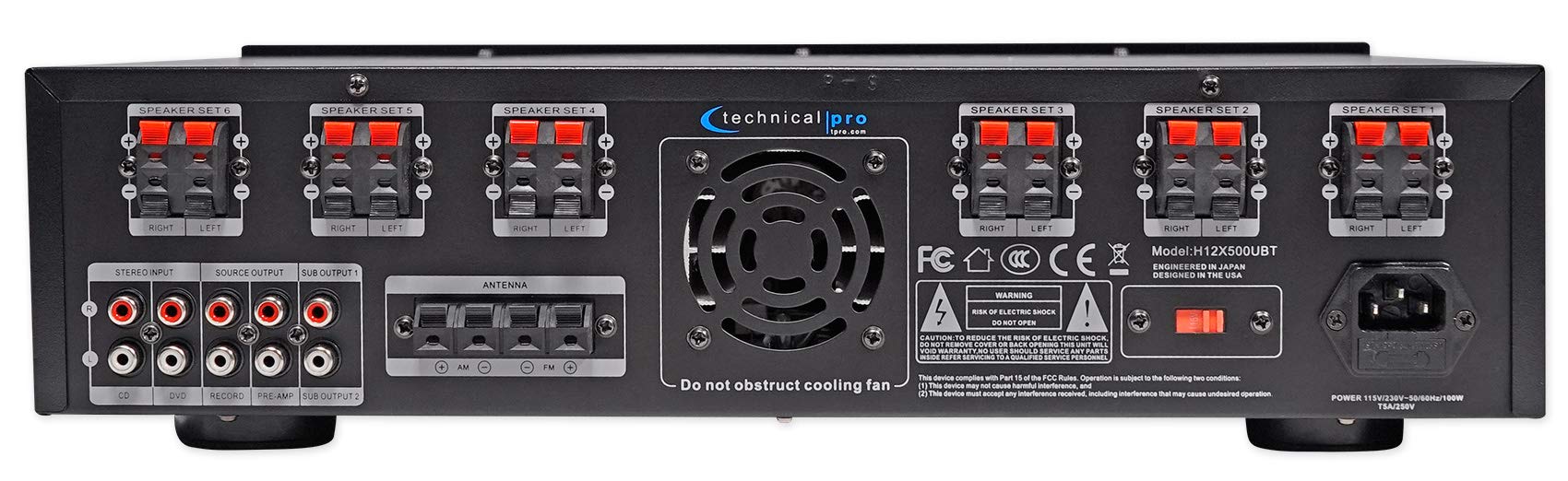 Technical Pro 6000W Bluetooth Karaoke Amplifier Receiver with USB, SD Card & 2 Microphones - Professional Audio System for Home Parties, DJ Events & Live Performances