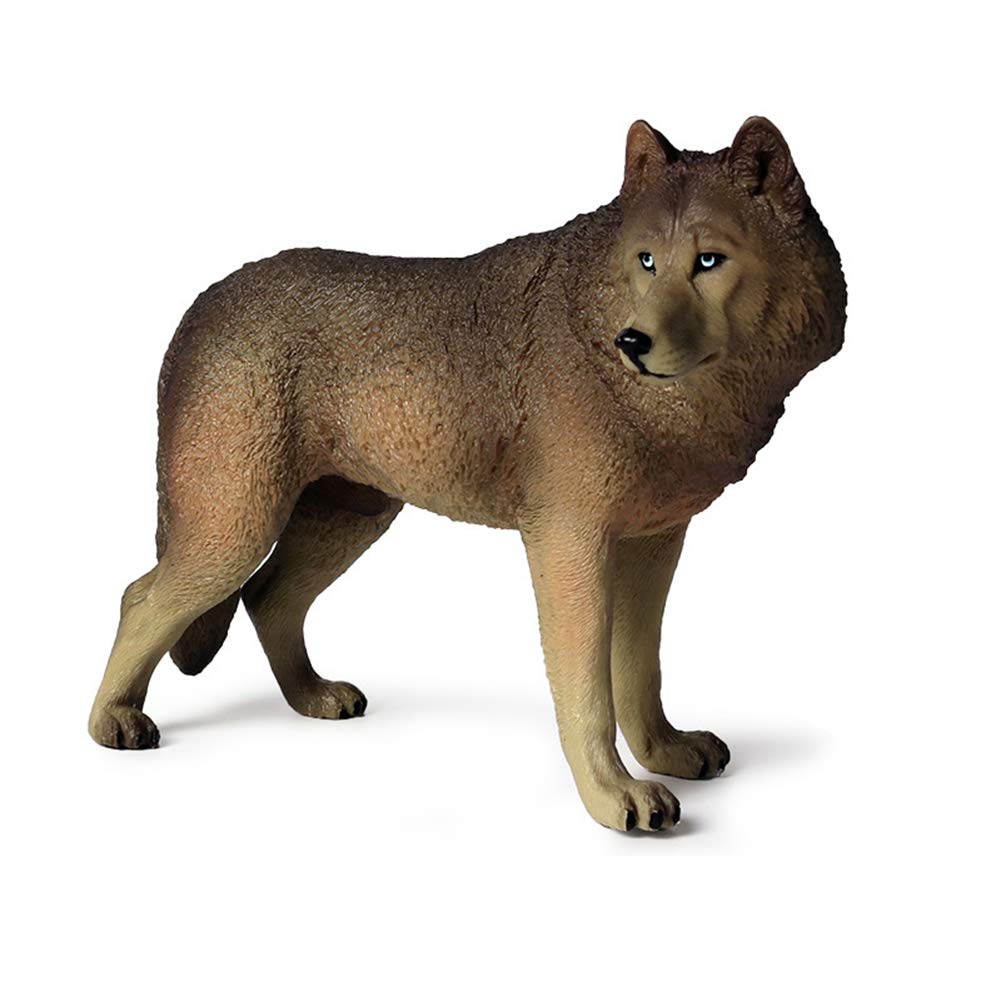 Realistic 20cm PVC Wolf Animal Model - Educational Kids Toy, Home Decor, and Child Interest Gift - Green - Perfect for Playtime, Learning, and Nature-Themed Room Decoration