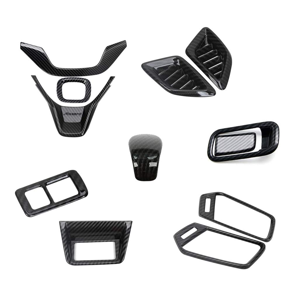 12PCS Carbon Fiber Interior Accessories Kit for 10th Gen Honda Accord (2018-2022) - Center Console Cover, Gear Box Trim, Steering Wheel Decals - Black   Perfect for upgrading your car's interior style, protecting surfaces from scratches, and adding a sporty luxury look to your Honda Accord.