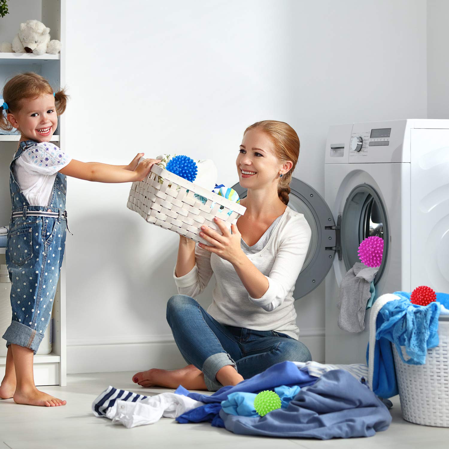4 Pack Reusable Laundry Dryer Balls - Natural Fabric Softener Alternative, Reduces Drying Time by 30%, Eliminates Static & Wrinkles for Softer Clothes - Perfect for Eco-Friendly Laundry & Energy Savings (Home, Apartment, RV)