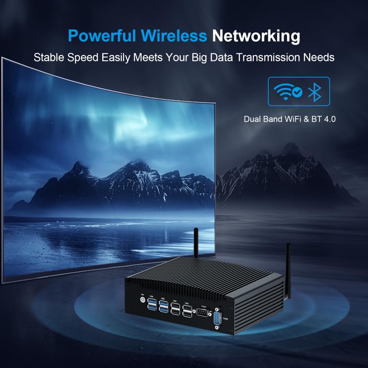 WEIDIAN Fanless Mini PC with Intel i5-8260U, 16GB RAM & 1TB SSD - Industrial Computer for 4K Dual Display, Windows 11, Dual Ethernet RS232 & Dual Band WiFi - Perfect for Office, Home Theater & Industrial Automation