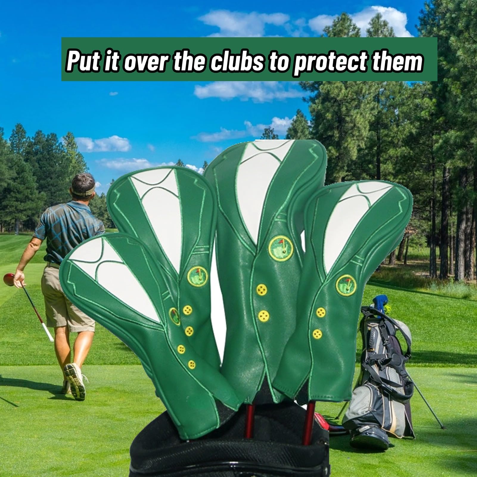 Premium Golf Club Head Covers - Soft, Elastic Neckline, Waterproof & UV Resistant Hybrid Golf Headcovers for Drivers, Woods & Irons - Perfect for Outdoor Golfing & Travel Protection