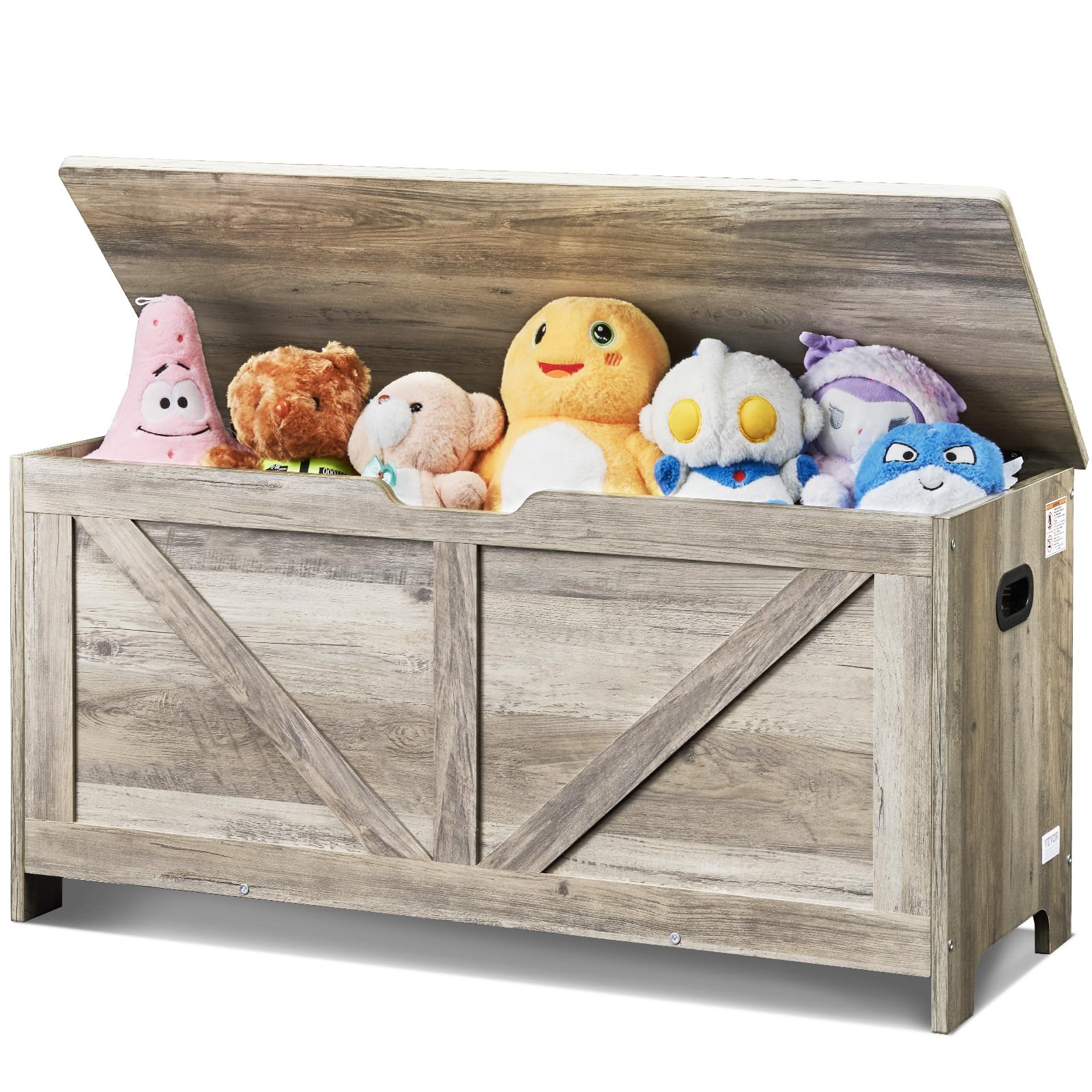 VEVOR Wooden Toy Storage Box for Kids & Toddlers - Large 38.98 x 15.55 x 18.9 Inch Flip-Top Toy Chest with Safety Hinge - Multifunctional Storage Bench for Playroom, Bedroom, Nursery or Living Room - Perfect for Organizing Toys, Books and Kids' Belongings (Gray)