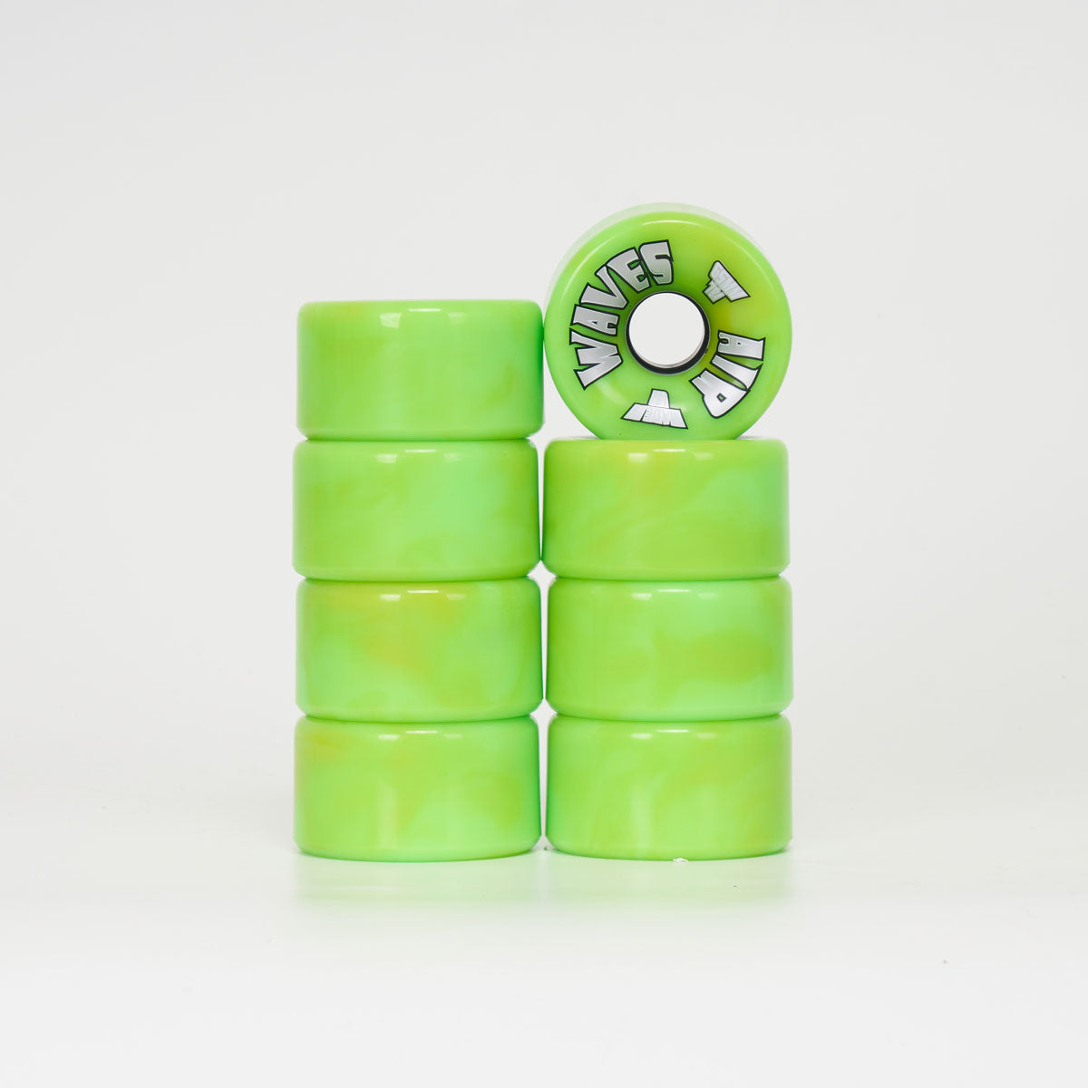 Airwaves 65mm/78a Skateboard Wheels - Green/Yellow Marble Design - High Performance for Street & Park Skating