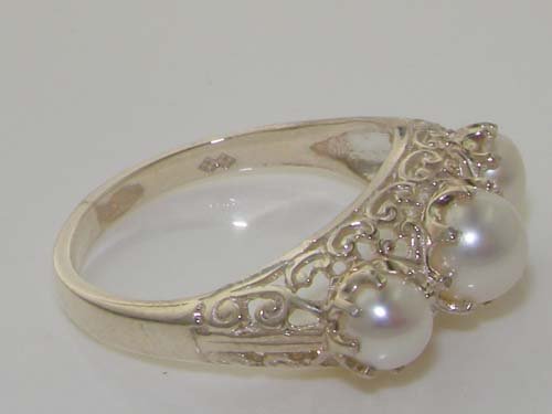 925 Sterling Silver Cultured Pearl Women's Band Ring - Elegant Stackable Jewelry for Everyday Wear, Gift for Her, Wedding, Anniversary & Special Occasions