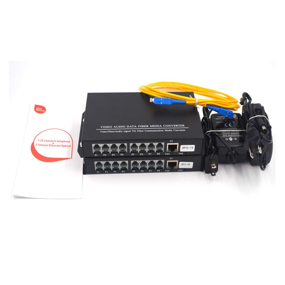 8-Channel PCM Voice Telephone Over Fiber Optic Multiplexer with SC Port & 10/100Mbps Ethernet - Telephone Converter/Extender for Office, Data Center & Telecom Applications