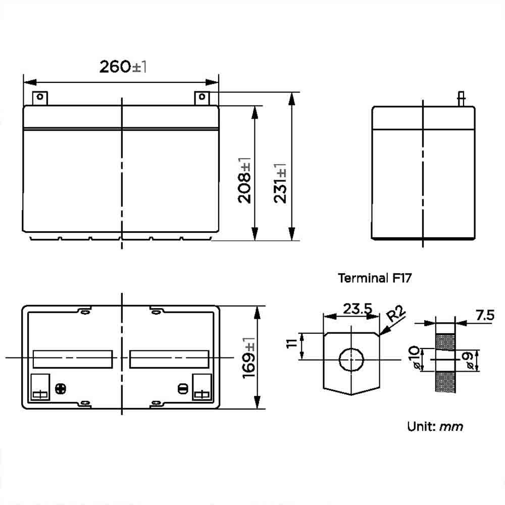 12V 75Ah Rechargeable SLA Battery - BG-12750NB Deep Cycle Battery Pack (Set of 10) for Solar Power, UPS Backup, Electric Scooters & Marine Applications