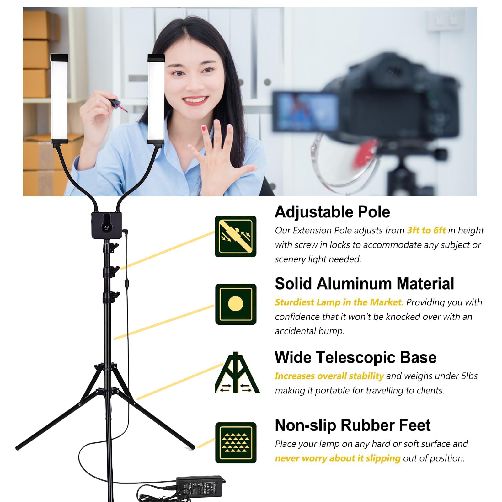 Professional 5800LM Lash Extension Lamp with Adjustable Tripod & Phone Holder - Perfect for Eyelash Extensions, Makeup, Tattoo, Photography & Video Recording - Ideal for Salons, Studios & Home Beauty Stations