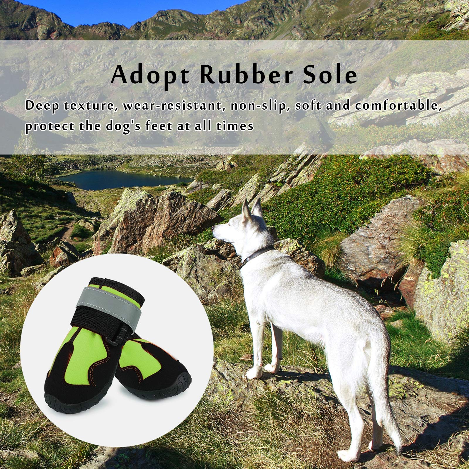 Waterproof Non-Slip Dog Boots for Medium & Large Dogs - 4 Pack Protective Paw Shoes with Adjustable Straps & Reflective Design | Ideal for Hiking, Snow, Hot Pavement & Outdoor Adventures