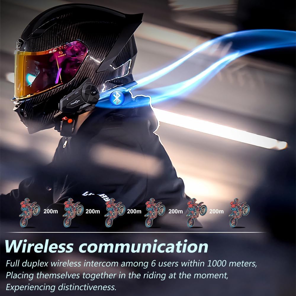 3T6B Bluetooth Motorcycle Headset with 2K Camera - IP65 Waterproof, 1000M Range, 6-Rider Group Intercom, Bluetooth 5.0, Music Sharing & 2-in-1 Mic - Perfect for Group Rides, Adventure Tours & Motorcycle Communication
