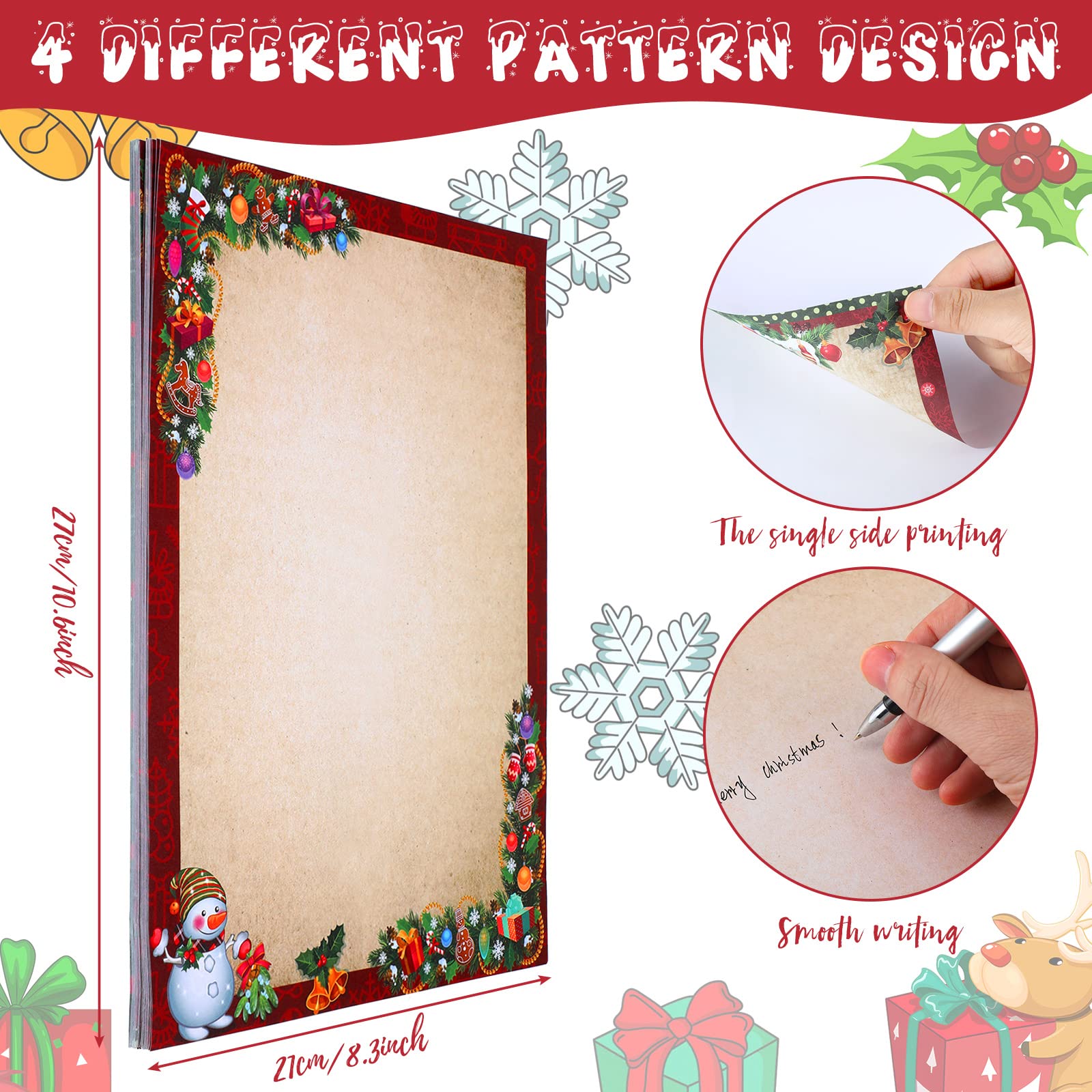 Vintage Christmas Stationery Paper - 48 Sheets 8.5 x 11