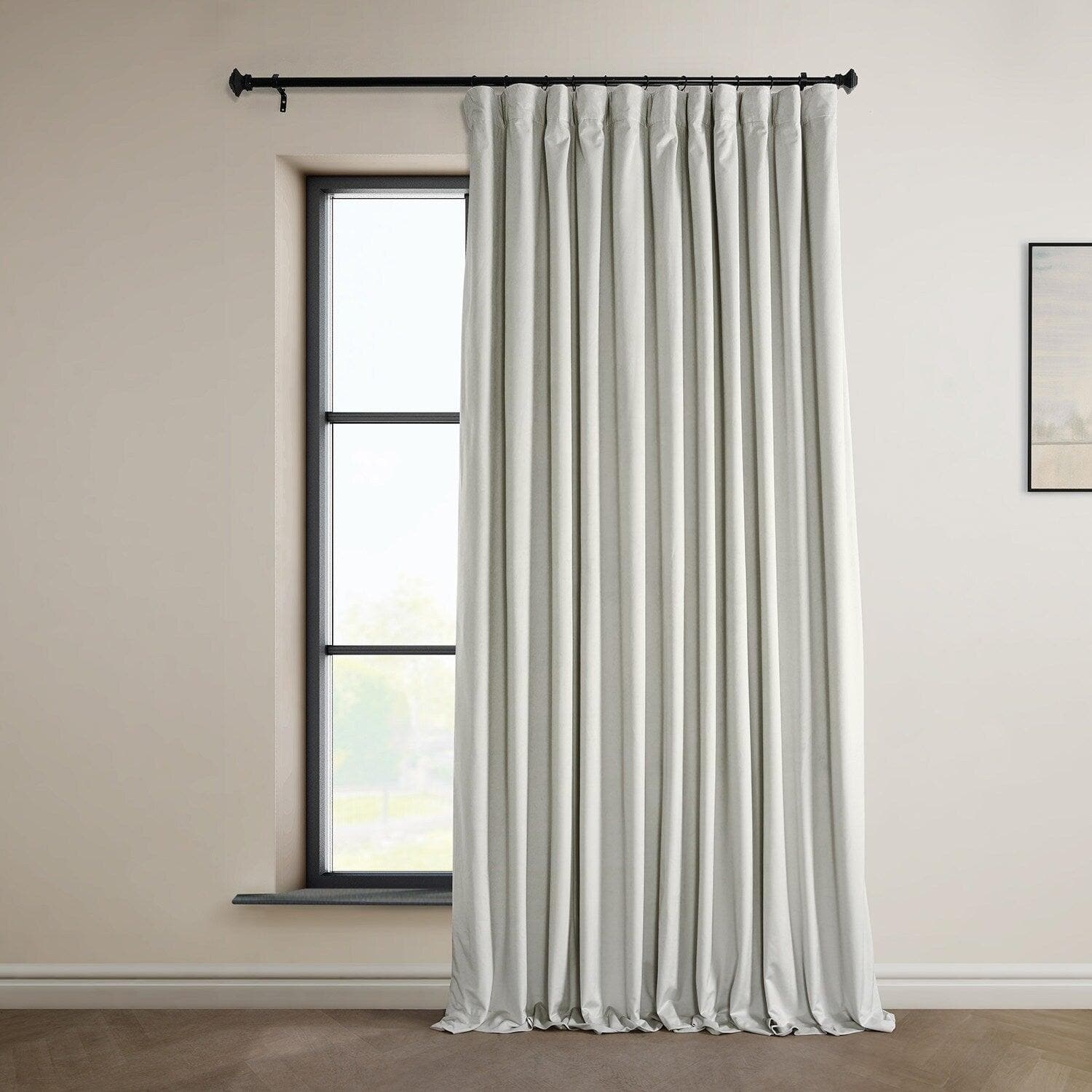 Misty White Extra Wide Signature Plush Velvet Blackout Curtains for Bedroom & Living Room - Noise Reducing Thermal Insulated Drapes for Hotels, Home Theater, and Nursery