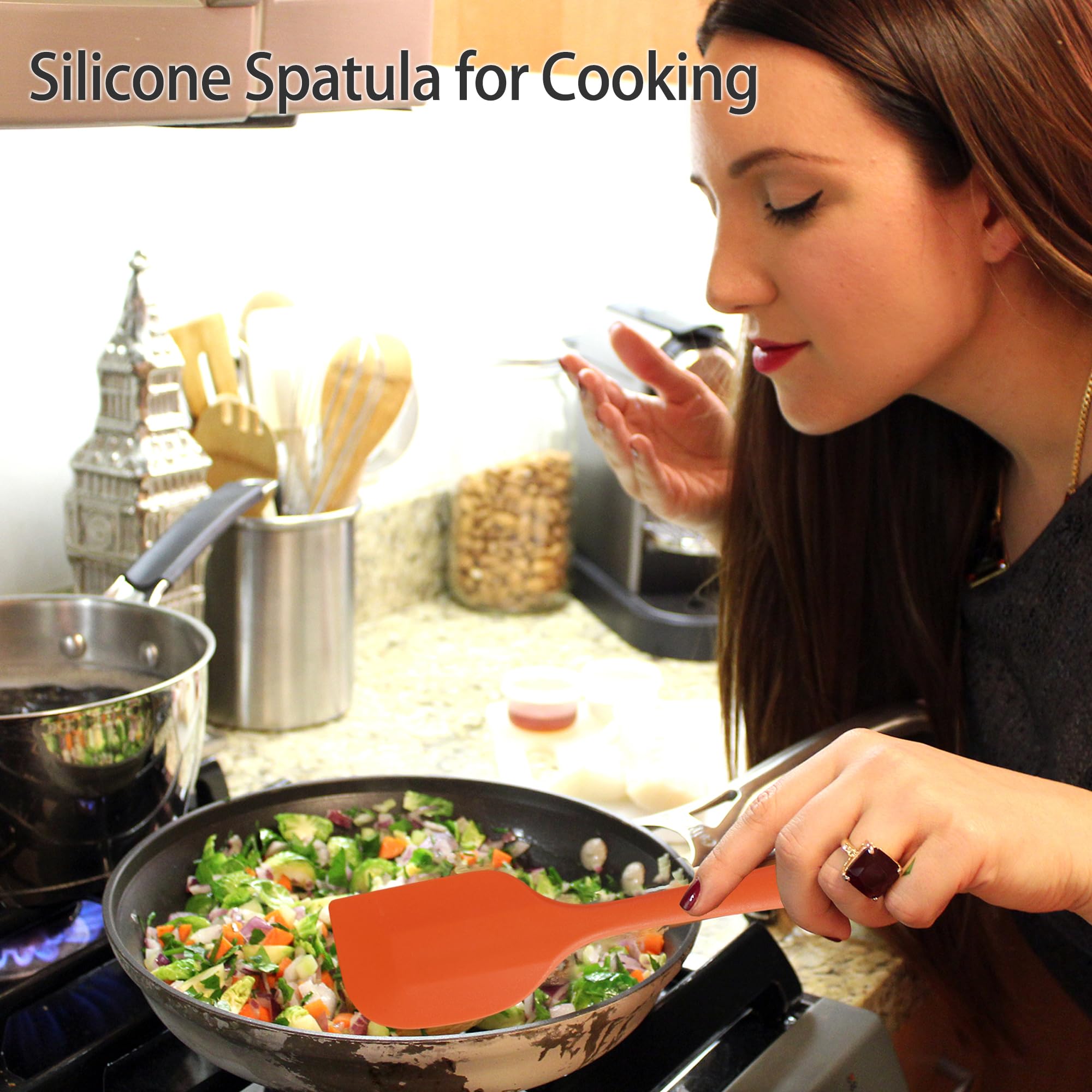 5-Piece Silicone Spatula Set - Heat Resistant & Non-Stick Baking Spatulas, Food Grade Kitchen Utensils for Mixing, Cooking, Baking - Perfect for Cake Decorating, Cookie Dough, Pancake Flipping & More