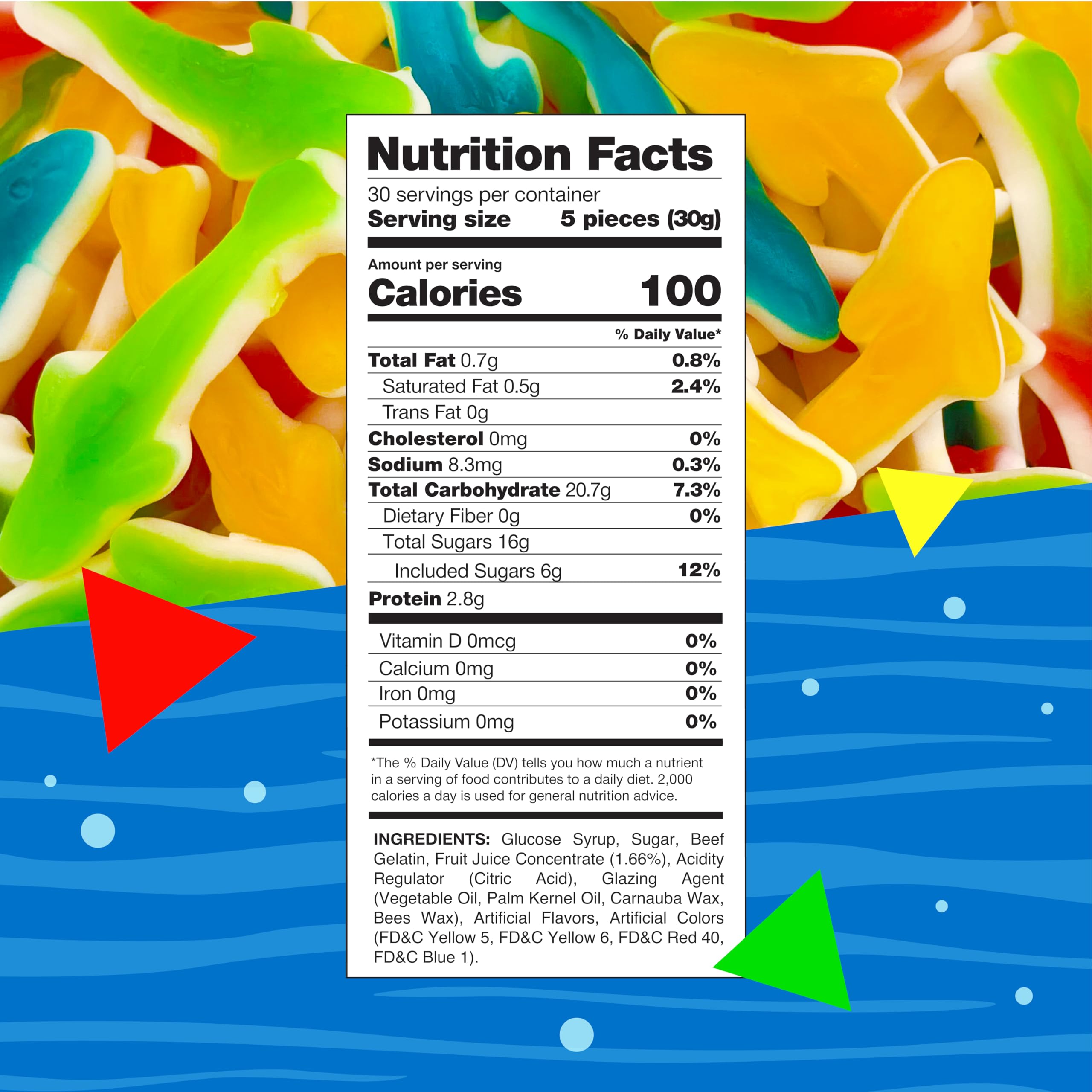 Delicious Gummy Sharks Candy - Assorted Fruit Flavors, 2 Pound Bulk Bag | Perfect for Parties, Movie Nights & Snacking