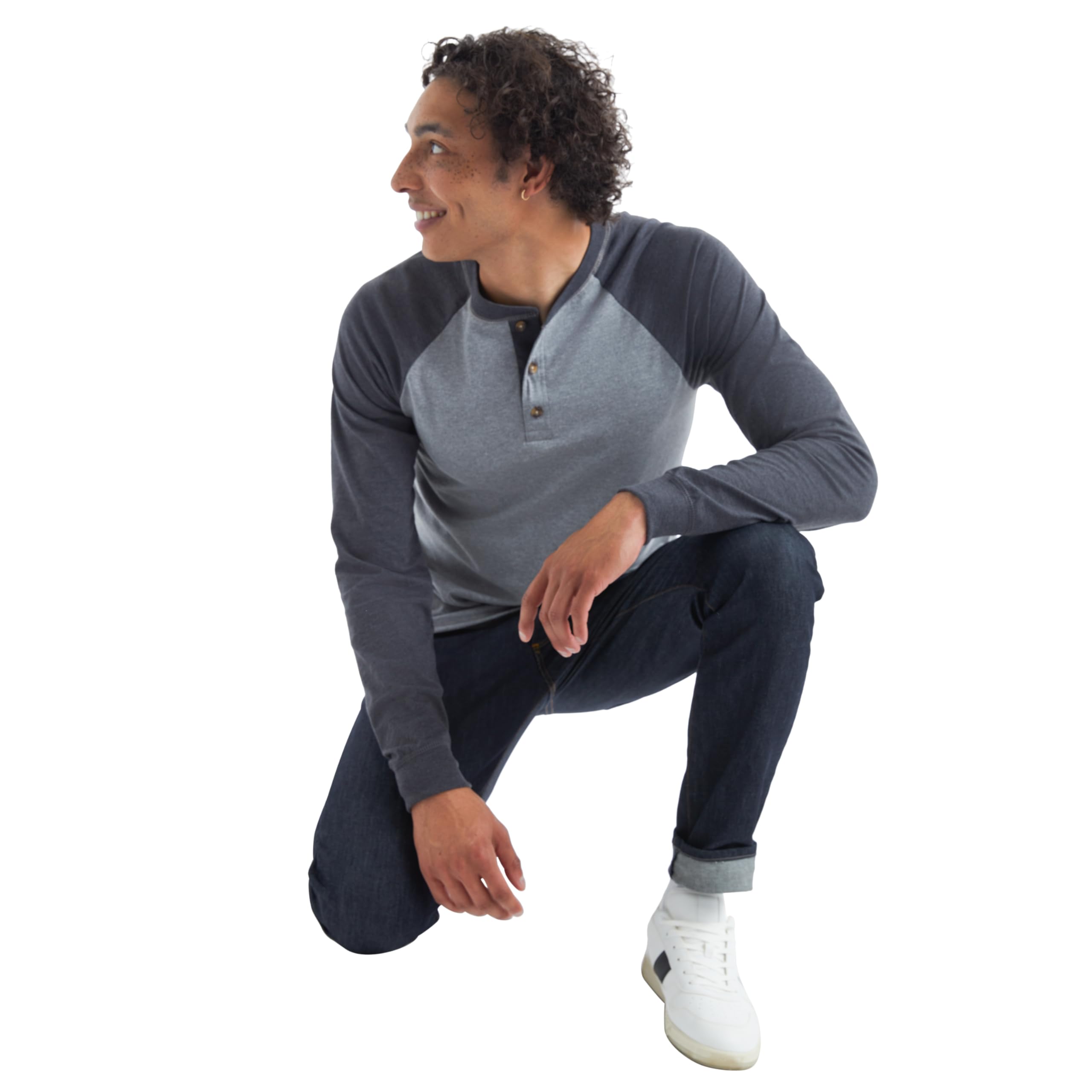 Hanes Men's Beefy-T Long Sleeve Henley Shirt - 100% Cotton Comfort Fit Casual Wear for Everyday & Outdoor Activities