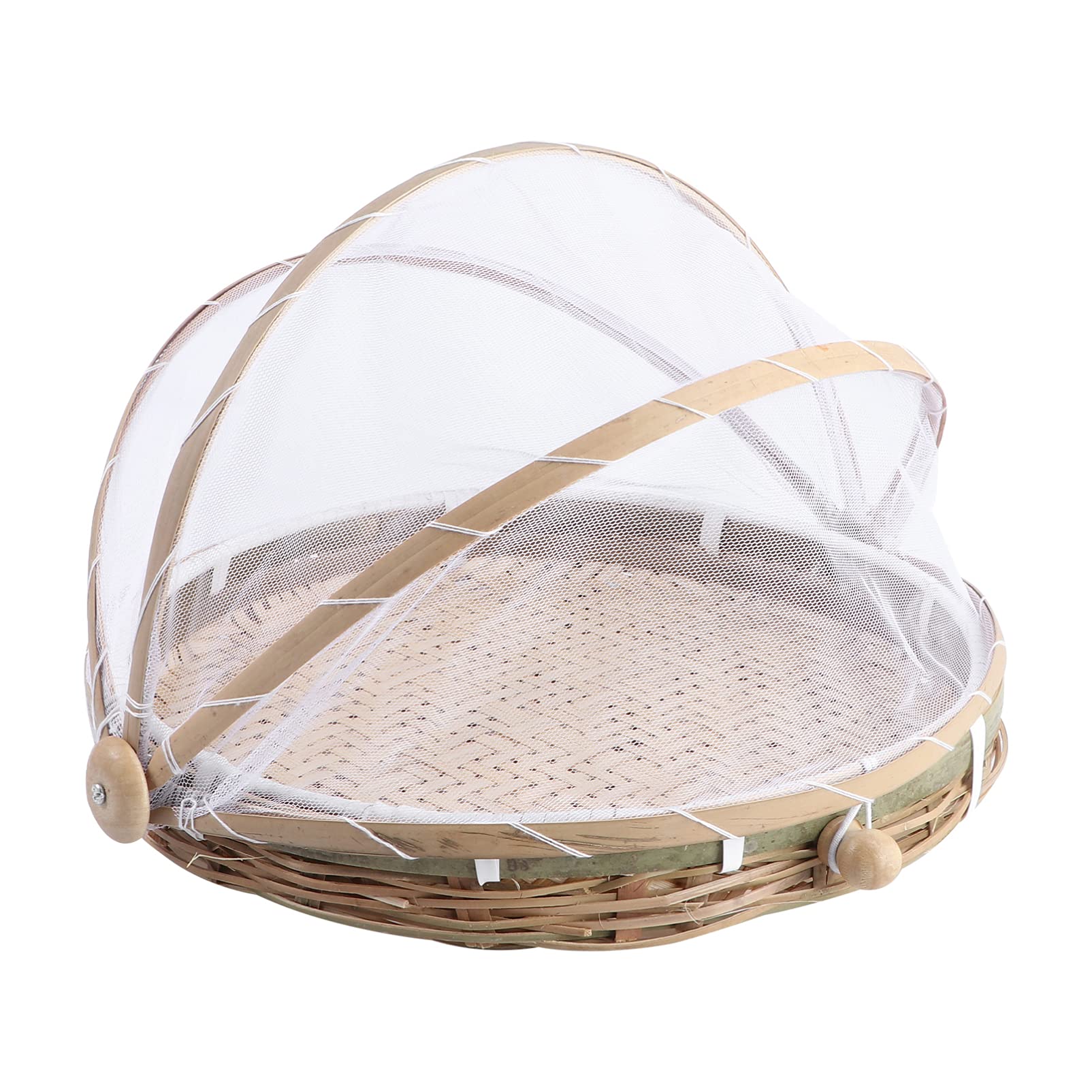 YARNOW Wicker Food Cover Basket - Ventilated Picnic Serving Tray with Lid for Outdoor Parties, BBQs, and Camping - Keep Fruits, Snacks, and Dishes Clean and Fresh