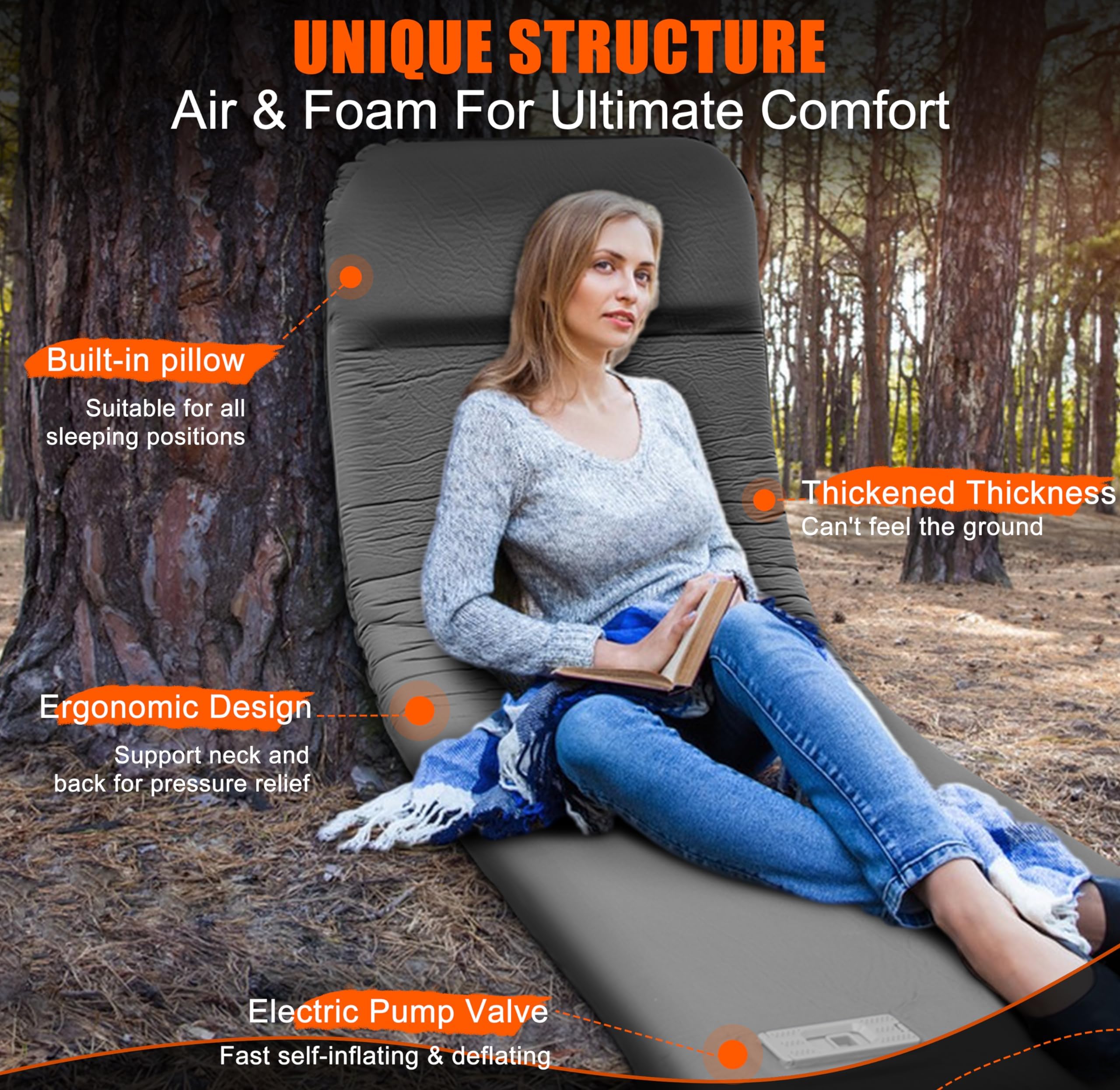 **Self-Inflating Camping Sleeping Pad with Electric Pump - 3.15