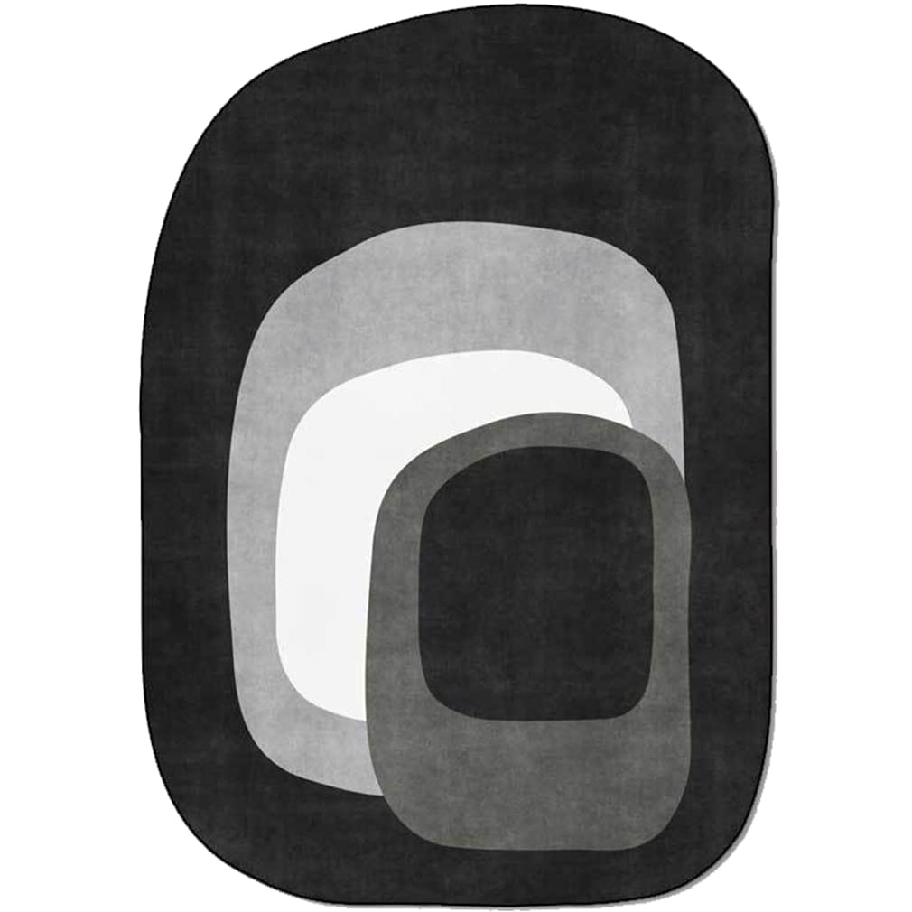 Modern Irregular Geometric Patchwork Ombre Area Rug - Non-Slip Indoor/Outdoor Carpet for Farmhouse, Bedroom, Living Room, Kitchen, Bathroom & Courtyard - 4'x8' Black Runner Mat - Perfect for Boho Decor, Entryway & High-Traffic Areas