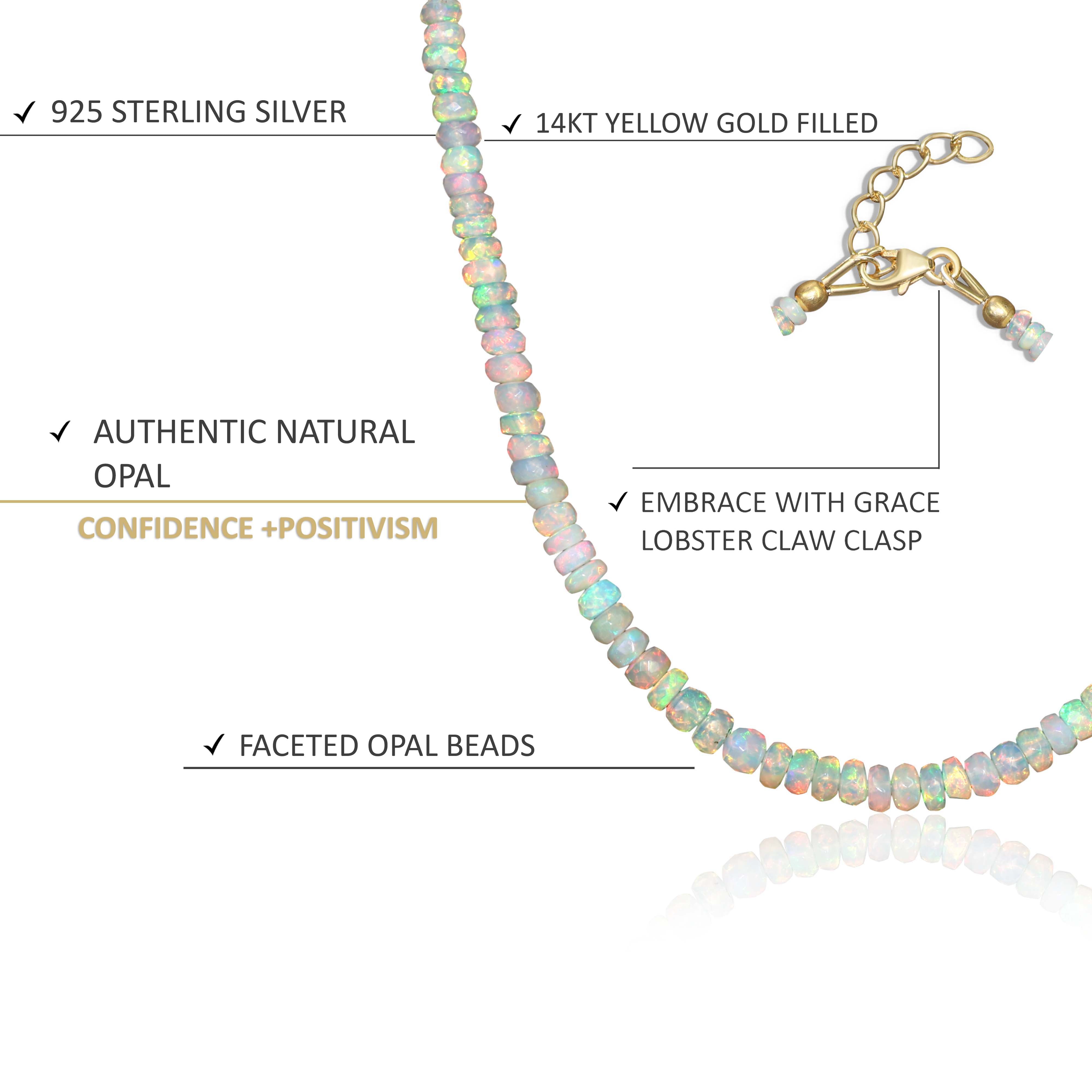 Ethiopian White Opal Beaded Necklace - Natural Faceted Opal Jewelry for Women, Wedding Gift, Bridal Party, Anniversary & Special Occasions