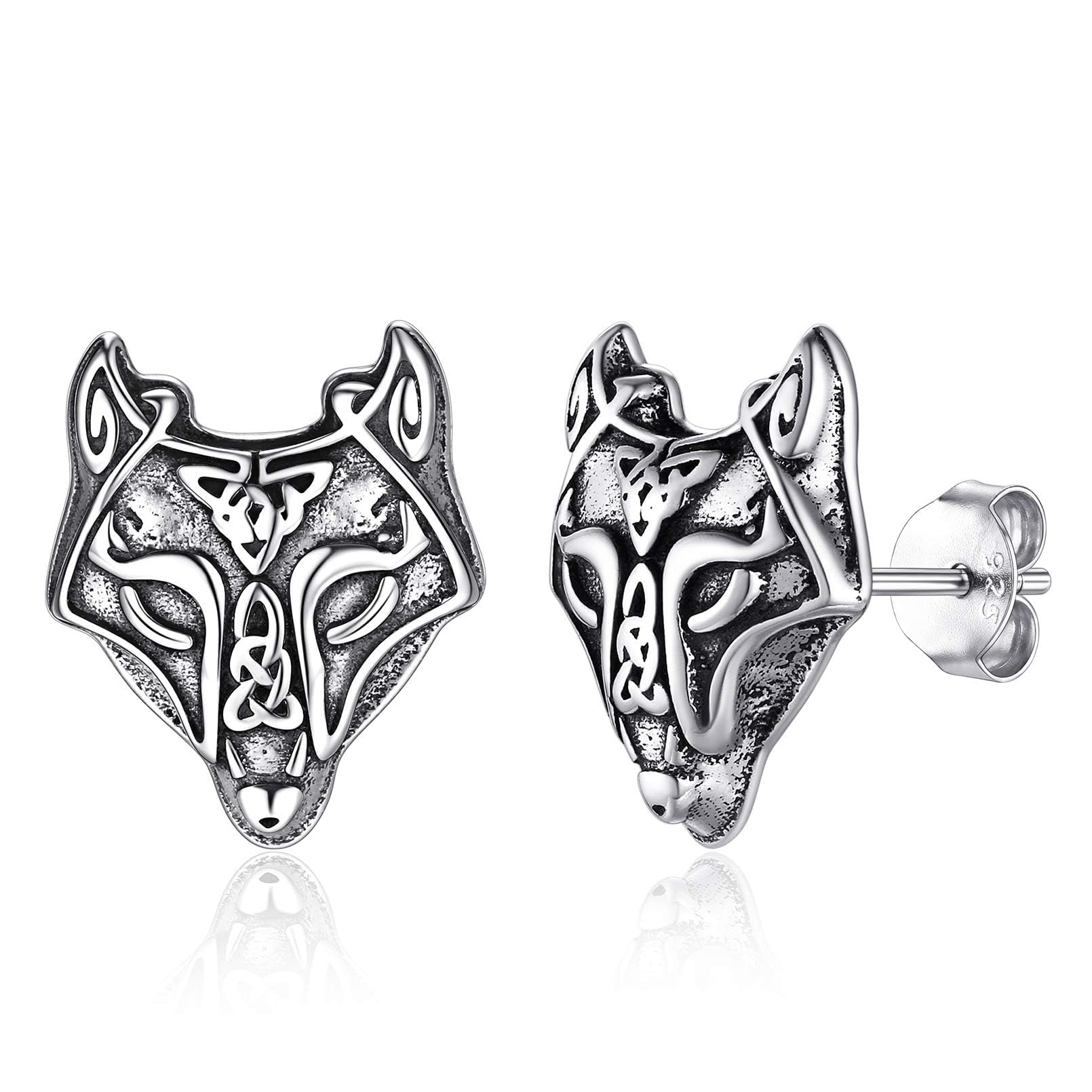 FaithHeart Viking Animal Huggie Hoop Earrings for Men - Gothic Dragon/Snake/Dinosaur/Wolf Stainless Steel Hypoallergenic Lightweight Stud Earrings - Punk Rock Jewelry Gift for Men - Perfect for Concerts, Parties and Gothic Fashion