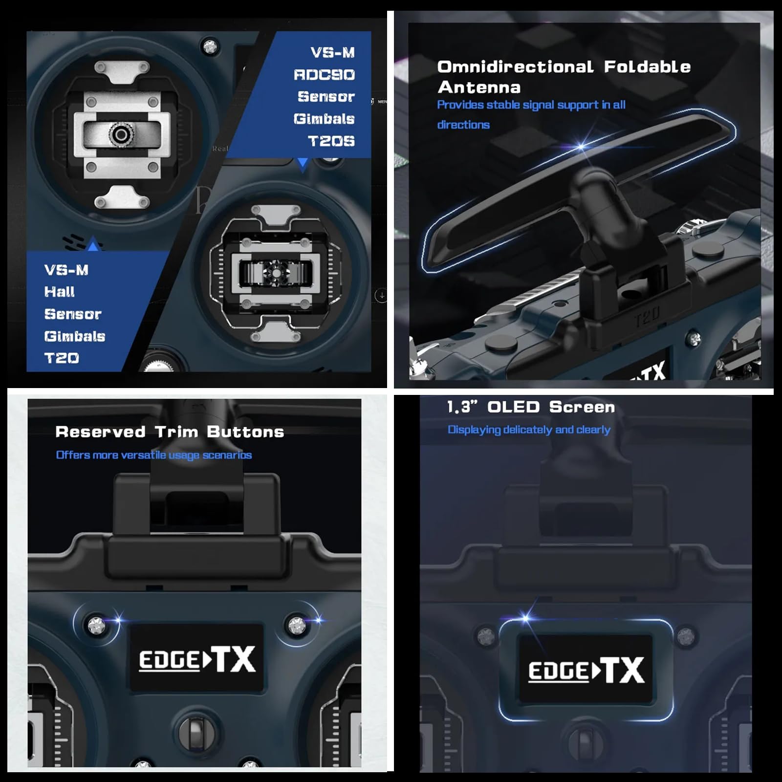 Jumper T20S RDC90 Sensor Gimbal Radio Controller with OLED Screen - ELRS, EdgeTX, Multi-Protocol for FPV Drones & RC Models - Perfect for Racing, Freestyle & Long-Range Flying