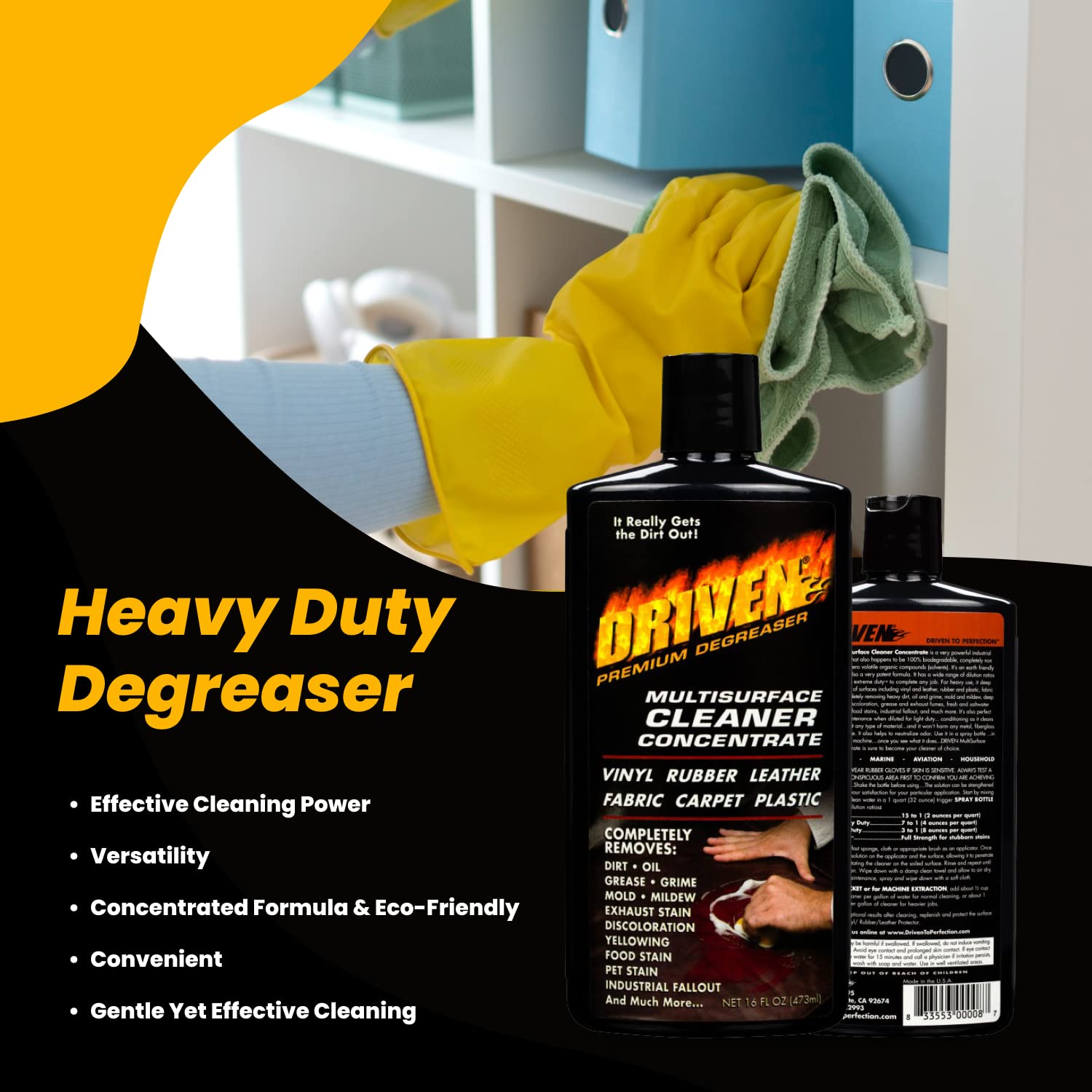 DRIVEN Multi-Surface Cleaner Concentrate - All-Purpose Cleaning Solution for Kitchen, Bathroom, Floors & More | Eco-Friendly & Powerful Formula