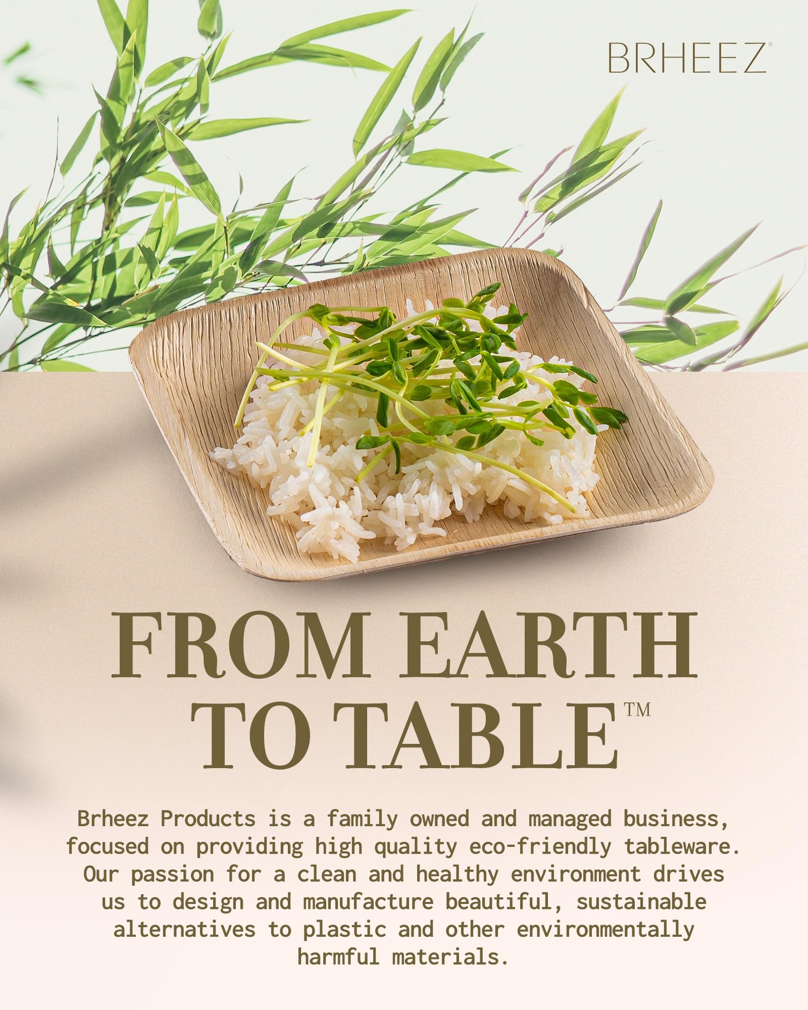 Eco-Friendly 6 Inch Palm Leaf Plates 100 Count - Biodegradable & Compostable Disposable Dinnerware, Heavy Duty Bamboo Look for Parties, Picnics, Weddings & Sustainable Events