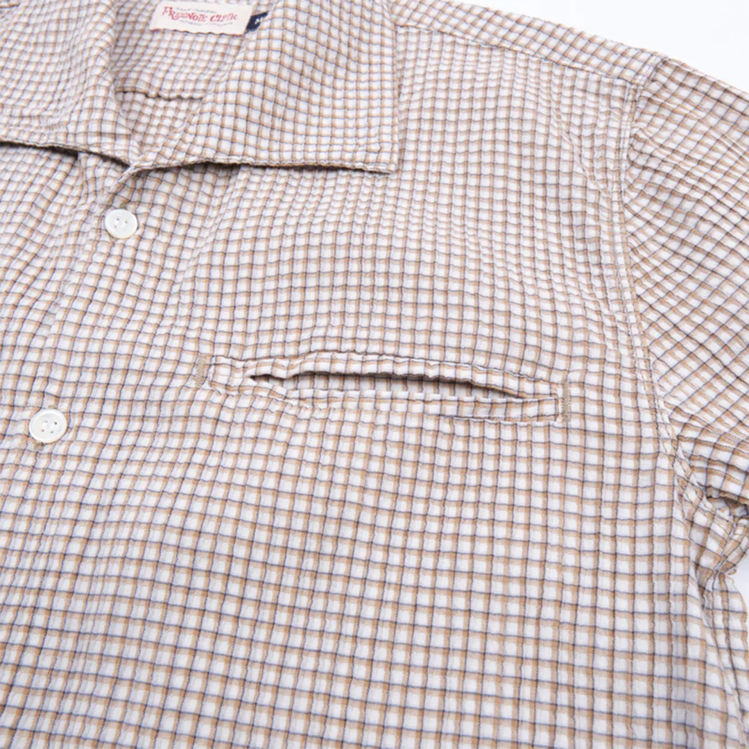 Freenote Cayucos Seersucker White Plaid Shirt - Men's Casual Button Down for Summer Beach & Outdoor Activities