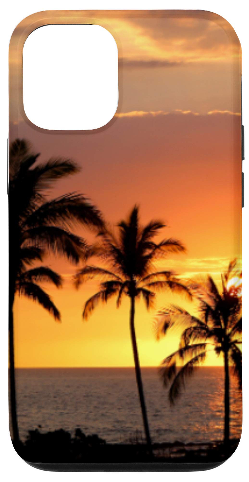 iPhone 12/12 Pro Case - Tropical Sunset Beach Design with Palm Trees & Ocean Waves | Slim Protective Cover for Everyday Use, Travel & Vacation Style