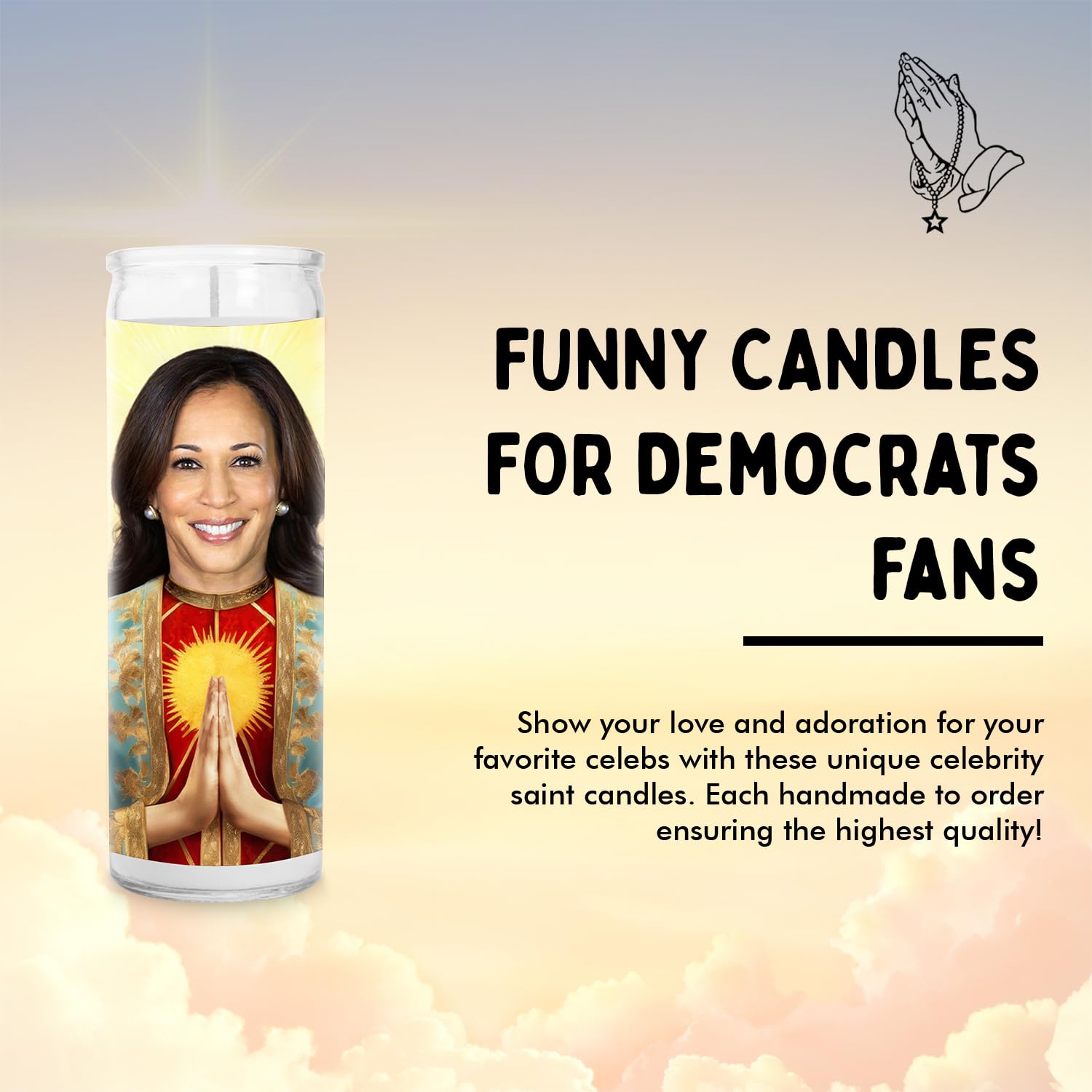 Kamala Celebrity Candles - Handmade Soy Wax Votive Candles in Glass Jars - Unique White Candles for Home Decor, Wedding Favors & Relaxation Gifts - Perfect Novelty Gift Idea 2024