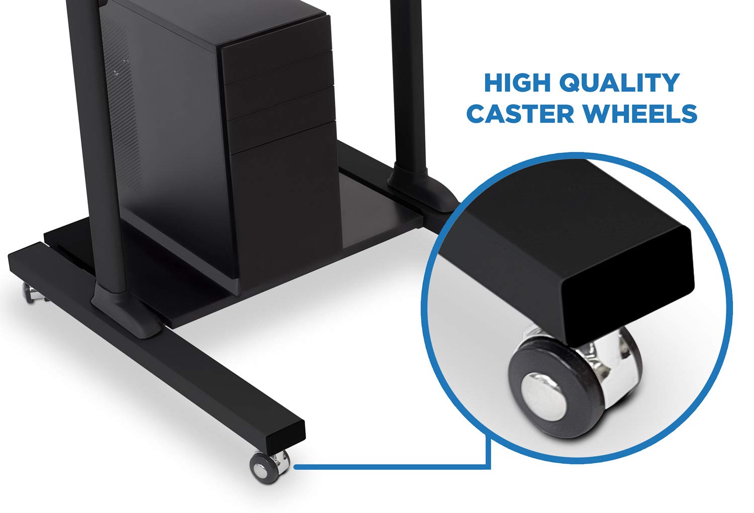 Mount-It! Adjustable Mobile Standing Desk Cart with Locking Wheels - 27.5