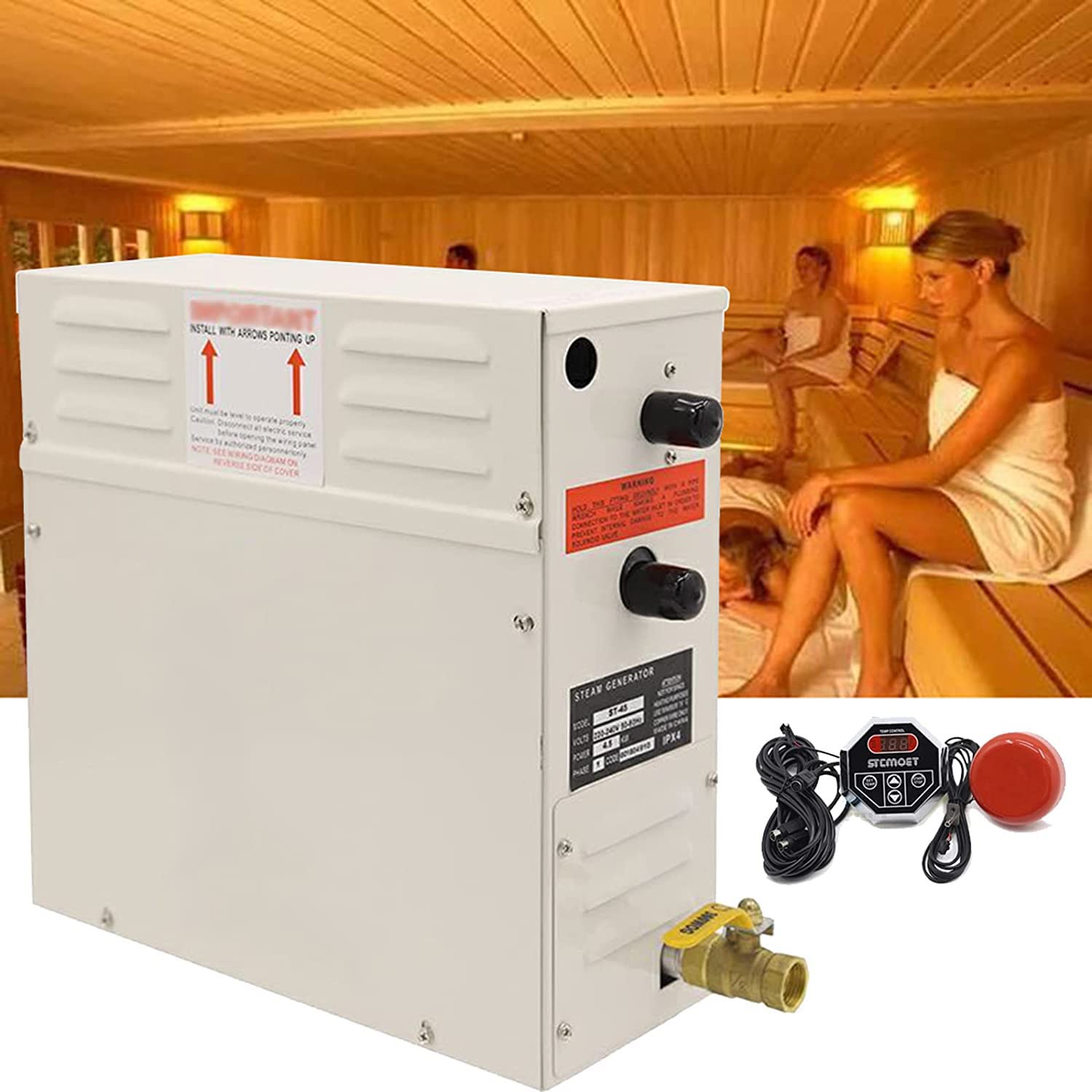 380V 8KW Sauna Steam Generator - Home Spa Shower Steamer with Waterproof Control & Auto Drain for Bathroom, Steam Room & Relaxation Therapy