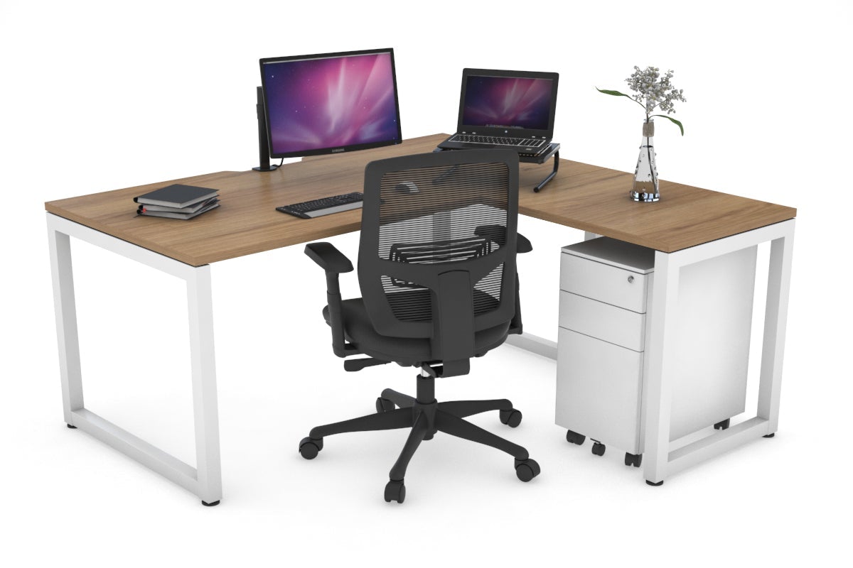 Ergonomic L-Shaped Corner Office Desk with Quadro Loop Legs - 63