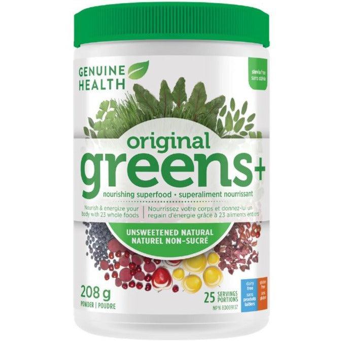 Genuine Health Greens+ Original Unsweetened Superfood Powder 208g | Organic Whole Food Supplement for Detox & Energy Boost | Perfect for Smoothies, Juices & Daily Wellness Routine