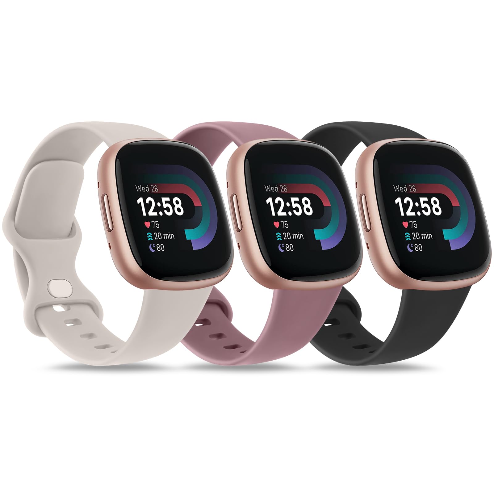 Mugust Replacement Bands for Fitbit Sense 2/Sense/Versa 4/Versa 3 - Soft Silicone Watch Straps for Women & Men - Perfect for Workouts, Running & Daily Wear