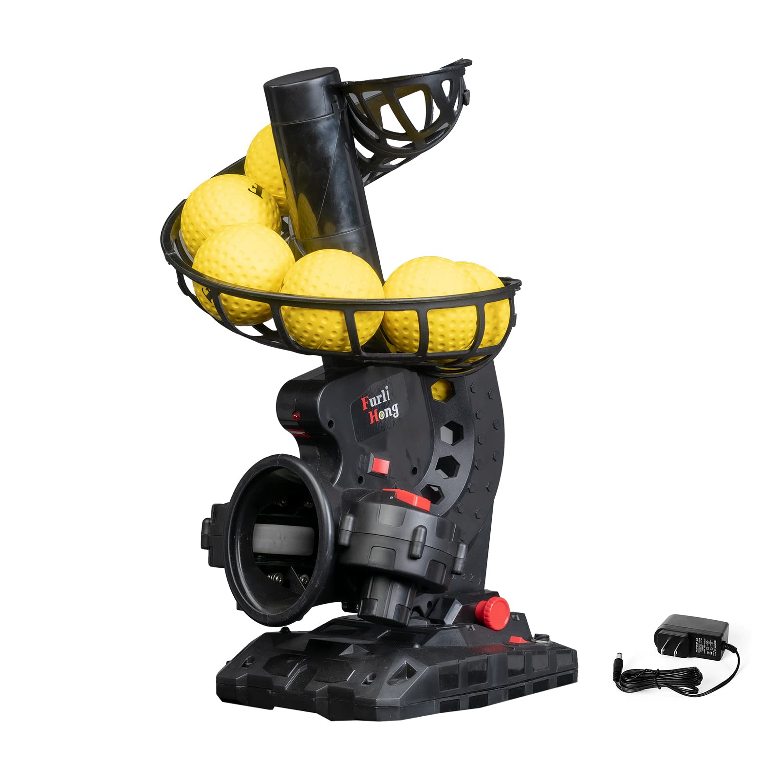Upgraded Electronic Baseball Pitching Machine - Adjustable Speed & Angles, AC/Battery Powered with 8 Dimpled Balls | Perfect for Youth Baseball Training, Batting Practice & Fielding Drills at Home or Backyard