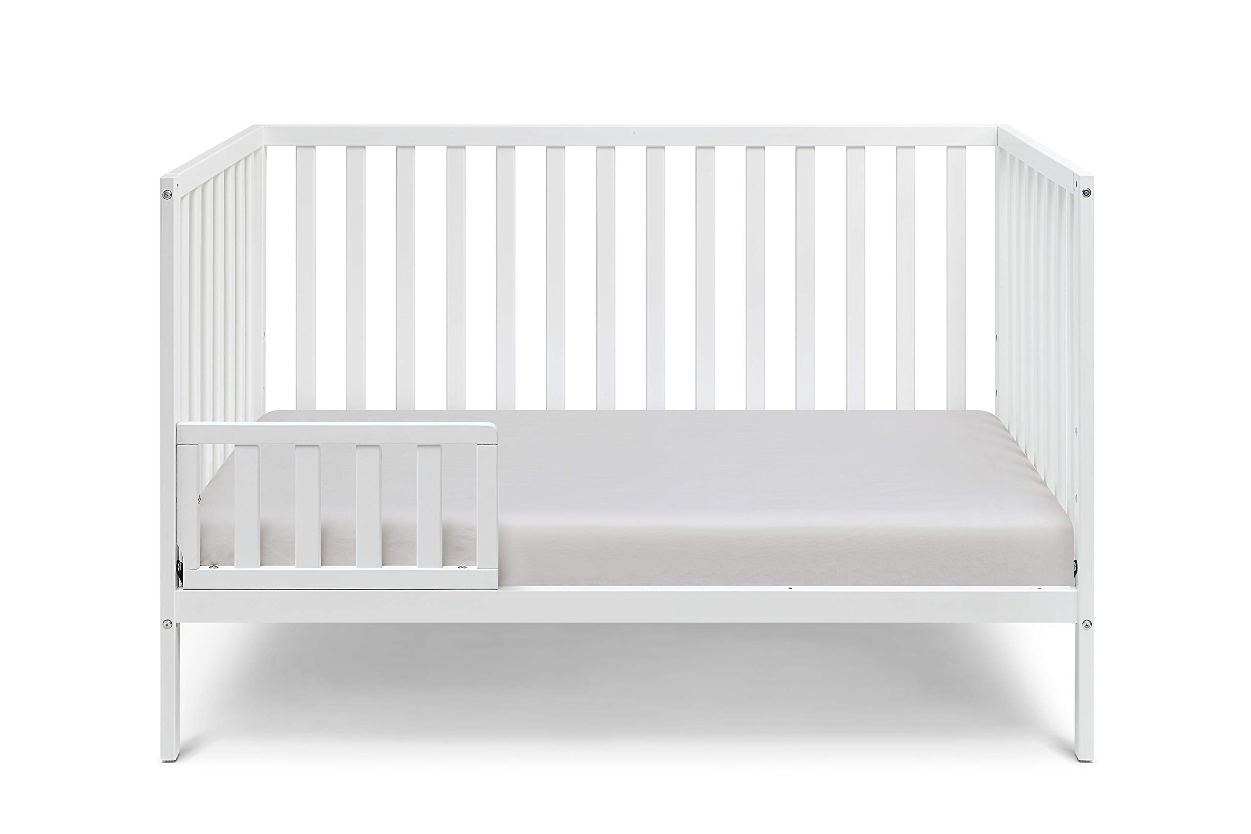 3-in-1 Convertible Baby Crib with Mattress - White Nursery Furniture for Newborns, Toddlers & Kids | Perfect for Bedrooms, Daycares & Guest Rooms
