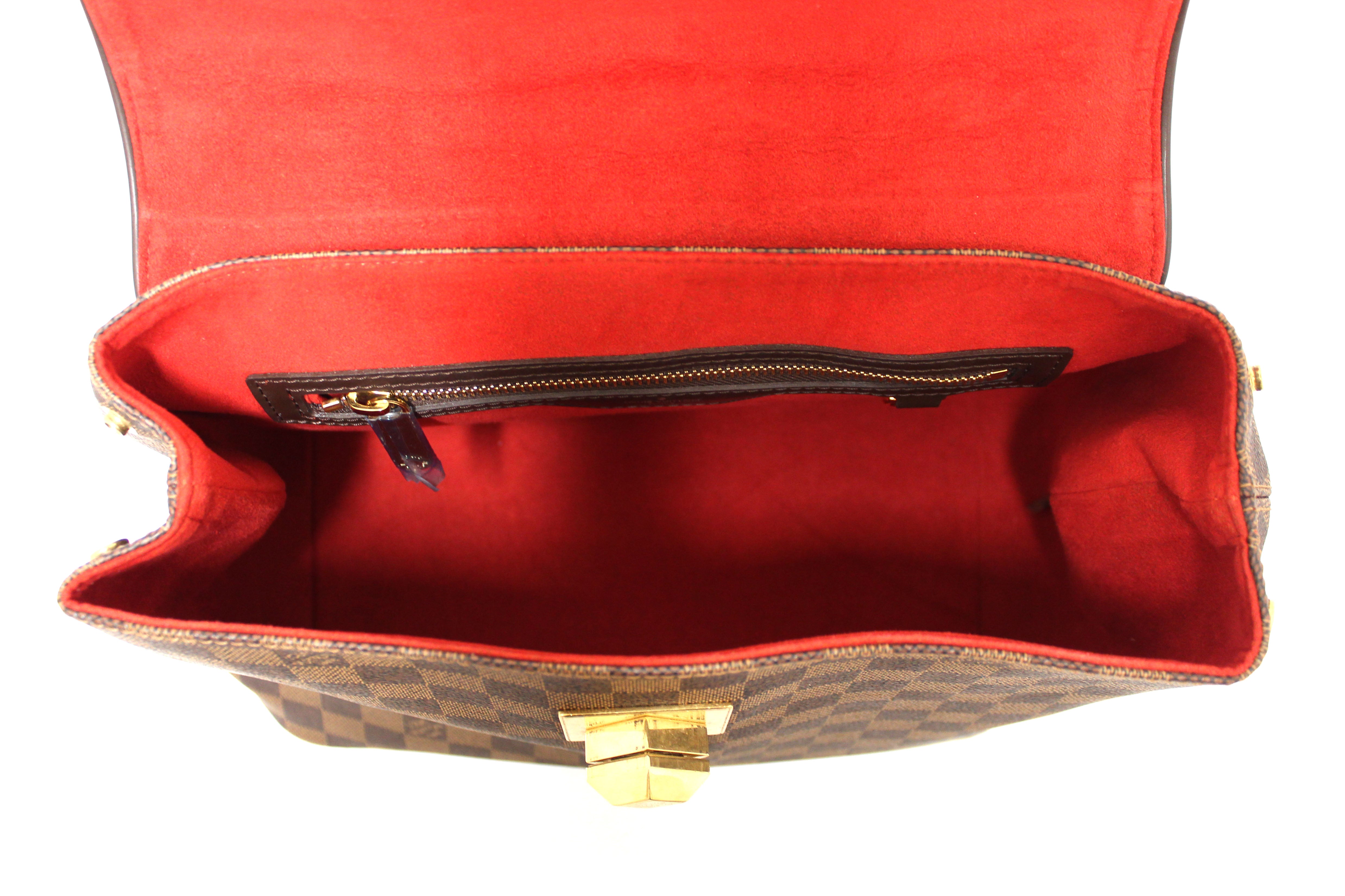 Authentic Louis Vuitton Damier Ebene Bergamo MM Shoulder Bag for Women | Luxury Designer Handbag | Perfect for Work, Travel & Everyday Use