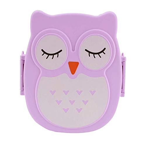 Cute Cartoon Owl Lunch Box for Kids - Insulated Food Container with Compartments, Bento Box for School, Work & Picnics - Portable Meal Prep Storage Case (Purple) | Perfect for Students, Office Lunch & Outdoor Activities